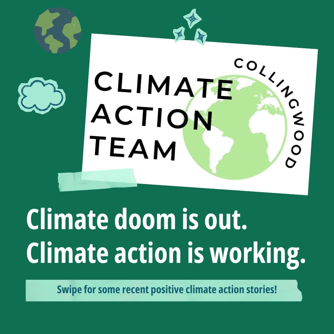 Here are a few encouraging headlines from recent environmental news to help start your week on a positive note. โญ๏ธ๐๐ซ
Stay involved in environmental news by following CCAT on Instagram and Facebook, checking out our website and subscribing to our monthly newsletter to find out about upcoming events!
#climateaction #collingwood #simcoecountyliving #collingwoodclimateaction