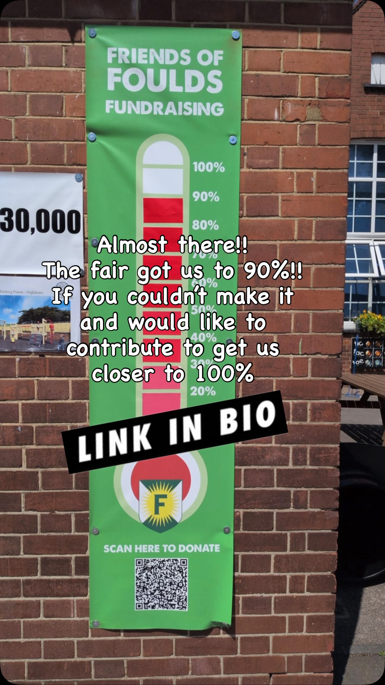 Almost there!!
Foulds Fest got us to 90% of our playground target!
If you couldnโt make it, or would still like to contribute, every donation helps get us closer to 100%.
Donate here:
https://www.justgiving.com/campaign/friendsoffoulds?utm_medium=CA&utm_source=CL