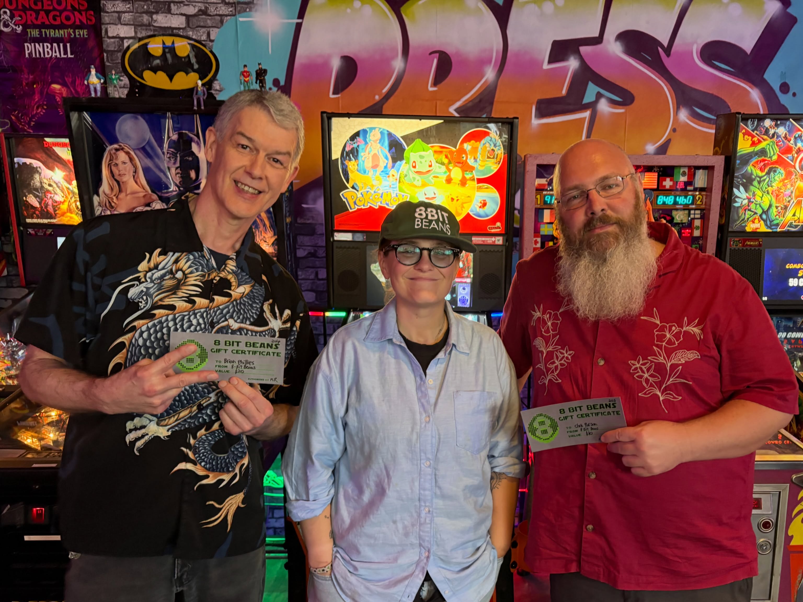The champs are here!
Last Sunday 13 challengers battled for the top spot of pinball champ! It came down to the wire, but after 8 rounds we had our winners. Plus we raffled off the beautiful Black Knight Sword of Rage translite by @sternpinball !
Congrats to everyone who came out and had an absolute blast of an afternoon. We love seeing returning faces and new players who join in on the fun!
Speaking of fun, not only do we have our ongoing Pinball league nights every Tuesday at 7PM, but this Sunday June 28 we have our next knockout tournament AND the very very special opportunity to play the award winning homebrew pin: Who Shot Mr. Burns? By the amazingly talented @bucciblog !!!
Get your tournament and league night tickets at 8bitbeans.com and don’t miss your chance to play Who Shot Mr. Burns on June 28th!
#sternarmy #pinball #arcade #pressstart #coffee