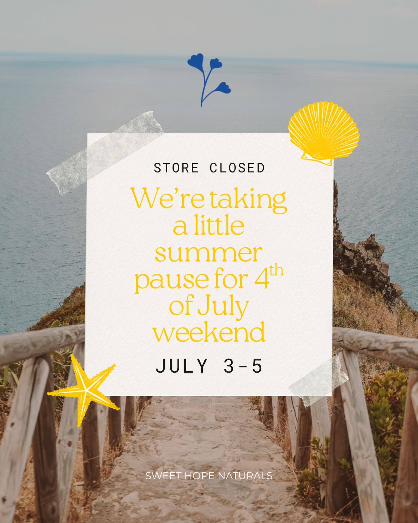 Take Note: 🇺🇸Closed July 3-5th weekend…see you back Tuesday July 7th!