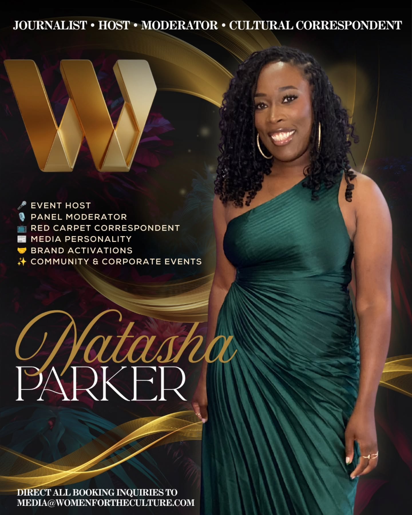 We hear you're looking for More CULTURE. More COMMUNITY. More CONVERSATION.
Natasha Parker is a journalist, cultural correspondent, media personality, and storyteller dedicated to documenting the people, moments, and movements shaping Black culture.
A proud West Philly native and Senior Correspondent for Women for the Culture, Natasha brings journalistic integrity, cultural fluency, and an A-list interview approach to every conversation she leads. With more than six years of experience in media, she has become known for her ability to move seamlessly between celebrity interviews, community storytelling, cultural reporting, and social commentary while keeping audiences informed, engaged, and inspired.
Whether she's interviewing entertainment powerhouses such as Mathew Knowles, Naturi Naughton, and Will Packer, covering the premiere of Sarah's Oil, reporting live as Quinta Brunson receives the key to the city of Philadelphia, attending the Black Music Honors, or highlighting local businesses and ribbon cuttings, Natasha approaches every assignment with the same commitment to excellence and authenticity.
Her knowledge of the trailblazers, changemakers, and cultural architects who have shaped Black culture runs deep. From entertainment and entrepreneurship to civic engagement and social impact, Natasha understands the stories, context, and cultural significance behind the headlines.
As a mother first and an advocate for the culture always, Natasha is passionate about elevating stories rooted in resilience, excellence, justice, and community. Her work is grounded in authenticity, cultural understanding, and a commitment to ensuring Black stories are documented with depth, dignity, and truth.
"Our stories matter. When we tell them ourselves, we do so with truth, depth, and cultural understanding."
A trusted voice within Black media, Natasha Parker facilitates meaningful conversations, elevates speakers, engages audiences, and helps amplify your event through compelling storytelling and media-driven visibility!
Because the right voice can transform a moment into lasting impact. Book today at media@womenfortheculture.com.
#host #moderator #nowbooking