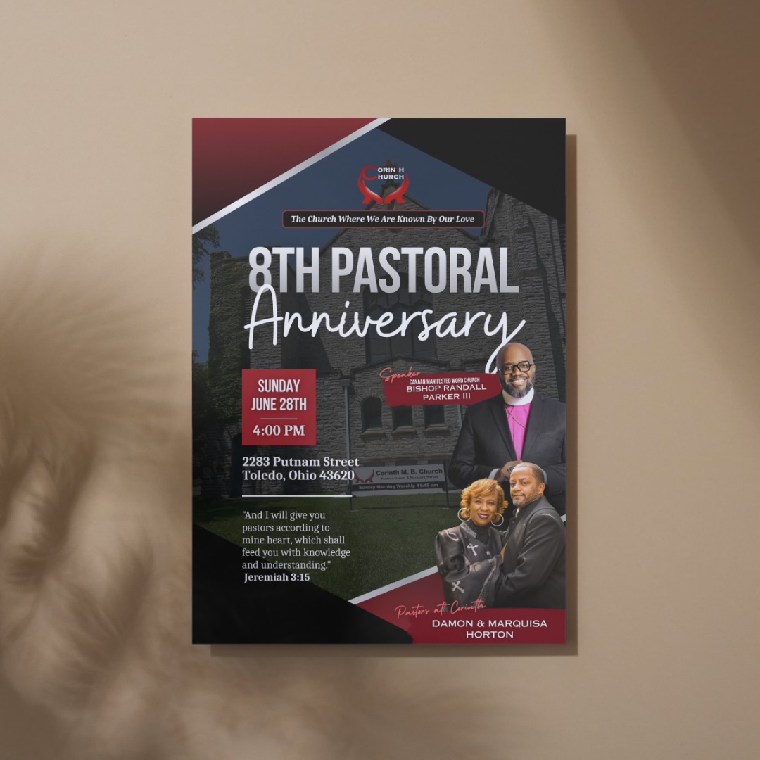 ✨ Another meaningful design brought to life by KD Marketing Lab. ✨
It was an honor to create this flyer celebrating the 8th Pastoral Anniversary of Pastors Damon & Marquisa Horton at Corinth M.B. Church. Every design tells a story, and this one was created to reflect legacy, leadership, and the impact of faithful service.
At KD Marketing Lab, we believe great design does more than look good—it communicates purpose, celebrates people, and inspires community.
Thank you to Corinth M.B. Church for trusting KD Marketing Lab with this special occasion. ❤️
Need graphics for your church, ministry, nonprofit, or upcoming event? Let’s create something meaningful together.
📩 Now booking design projects.
#KDMarketingLab #ChurchDesign #FaithBasedDesign #ChurchFlyerDesign #GraphicDesigner