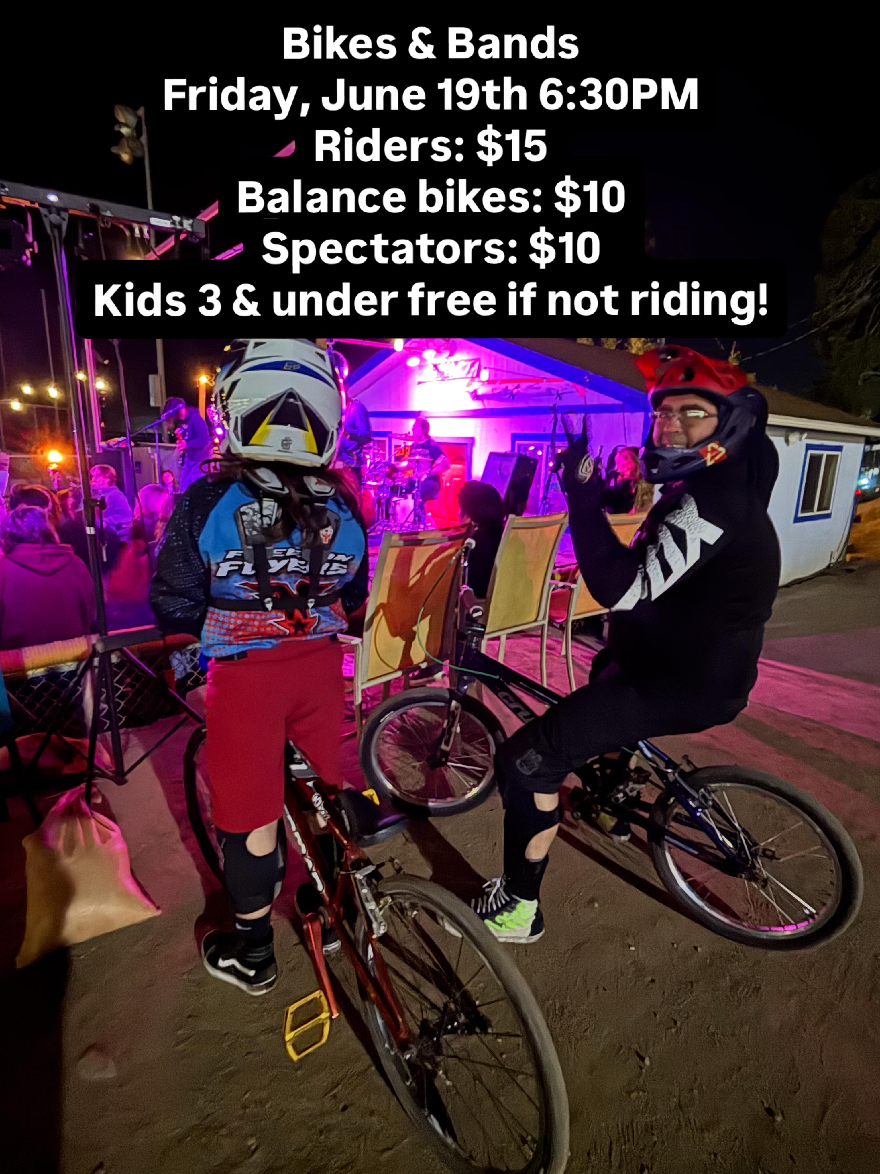 TONIGHT!! BIKES & BANDS returns for the summer! Join us for the first of three summer shows at the track 🎸🚲
Open track with live music from local bands. All ages welcome.
Riders: $15 per rider, $10 balance bikes
Spectators: $10 per person, kids 3 & under free if not riding
Gates open at 6:30PM. Music starts at 7PM.
See you at the track!
#freedomparkbmx #bikesandbands #camarillo #venturacounty #livemusic
