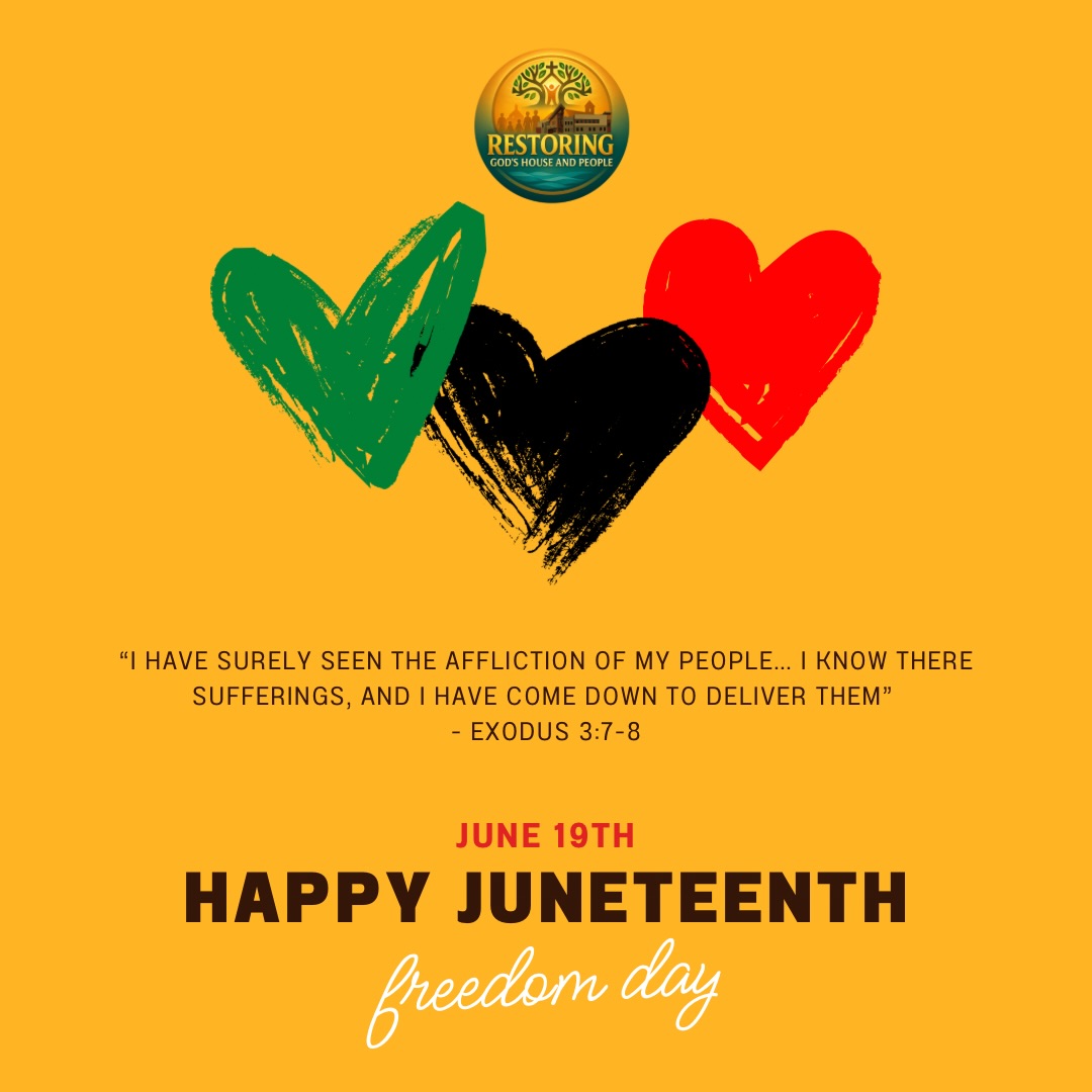 ♥️🖤💚 Happy Juneteenth ♥️🖤💚 Today we give thanks to the God who hears the cries of His people and brings deliverance.
May we continue to pursue liberty, extend compassion, and honor the dignity of every person, remembering that we are all created in the image of God.