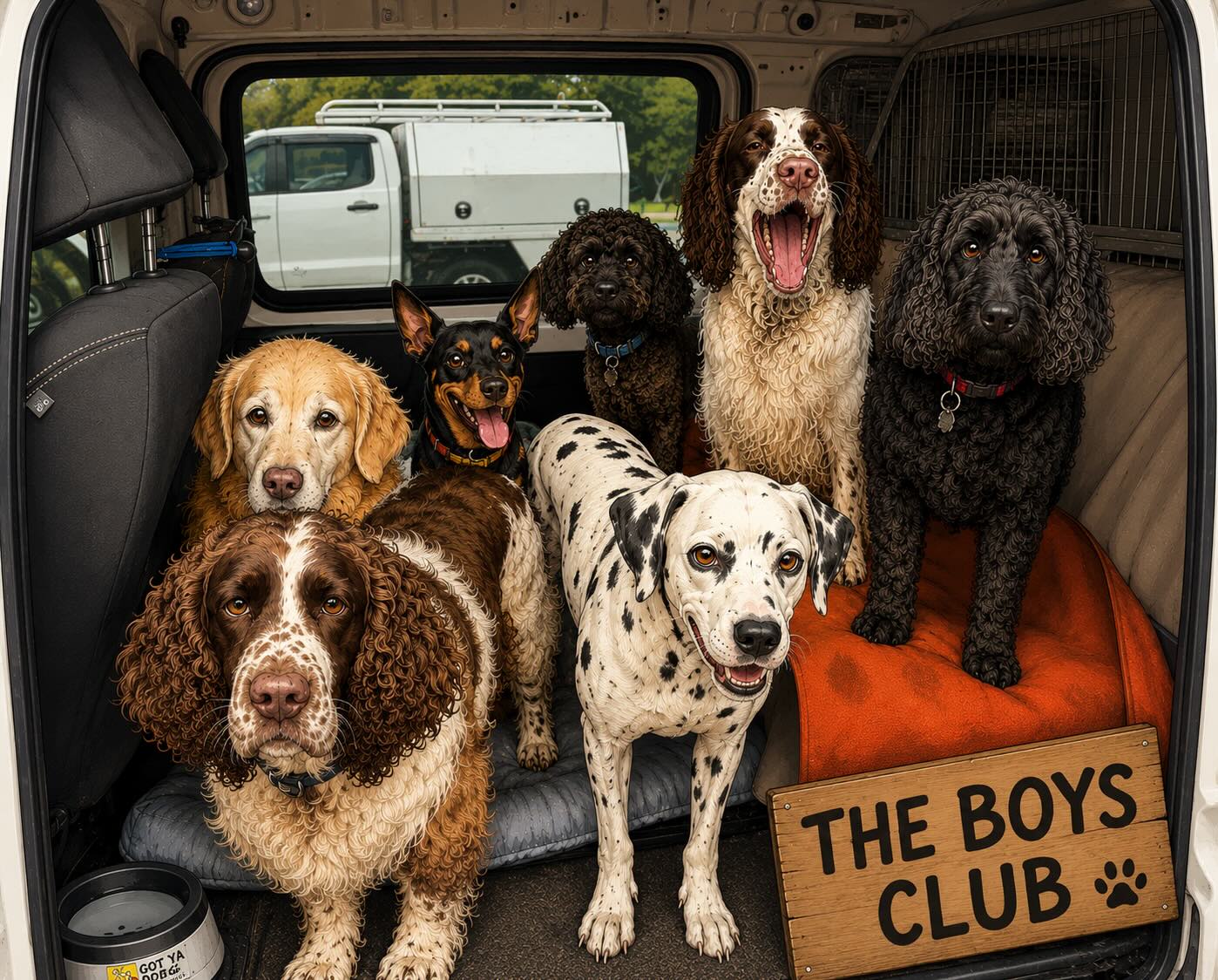 🐾 The Boys Club 🐾
No girls allowed.
(Just kidding, the girls run the place.)
😆❤️
#TheBoysClub #GotYaDog #DogWalkerLife #PackWalk #HappyDogs