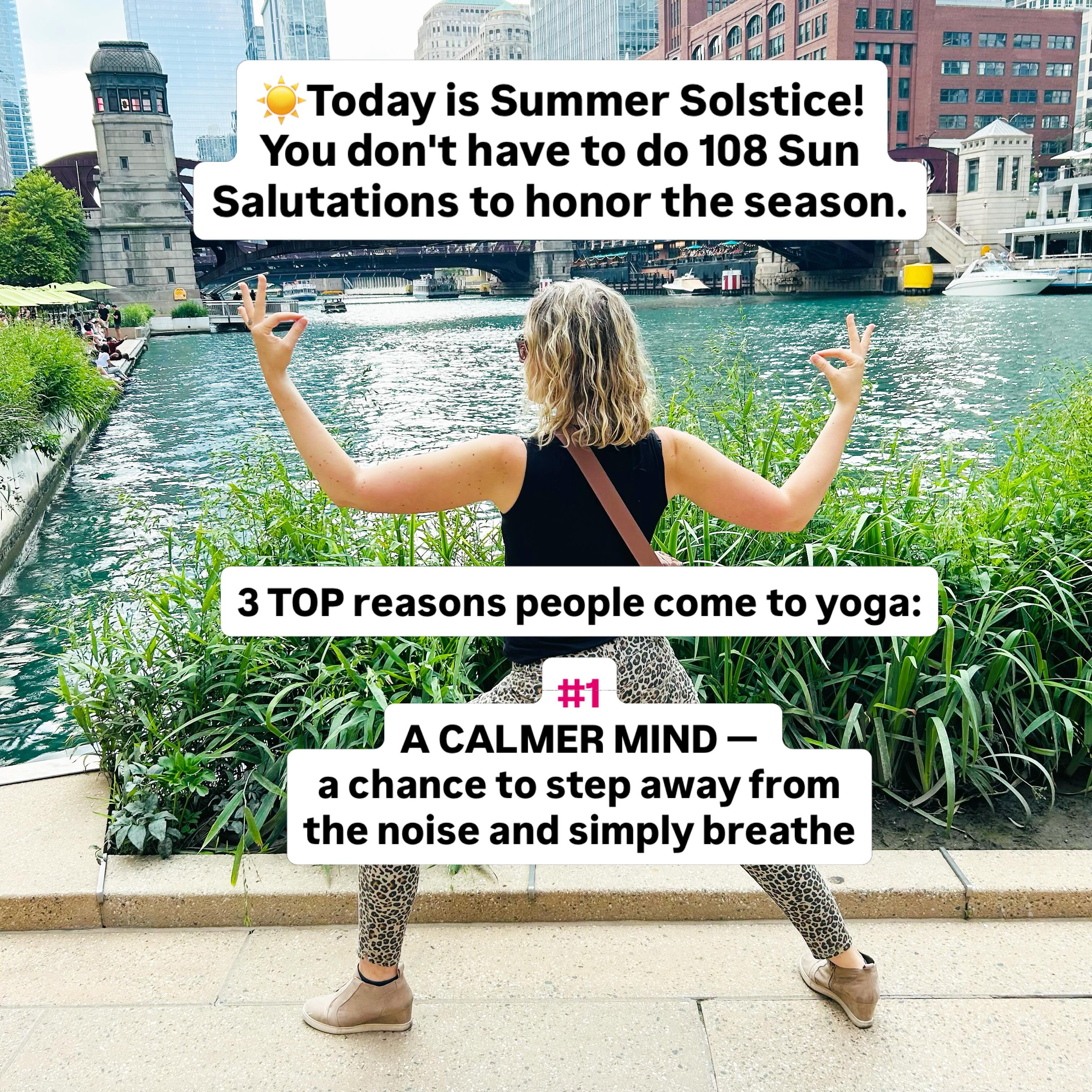 ☀️ Happy Summer Solstice. It’s the longest day of the year.
Today, you may see lots of posts about 108 Sun Salutations — a beautiful yoga tradition practiced by many on the solstice.
But when I think about why people come to yoga, the reasons are usually much simpler.
✨ They want a little more space to breathe
✨ A chance to reconnect with themselves
✨ A better night’s sleep
These are the benefits I hear about most often from my yoga students, and they’re part of why yoga has remained such a meaningful practice for so many people.
Whether you’re practicing 108 Sun Salutations today, taking a walk outside or simply finding a few quiet moments for yourself, I hope this new season begins with something that helps you feel a little more connected to yourself and the community around you. ☀️
#SummerSolstice2026 #SummerSolstice #108SunSalutations #SummerYoga #SummerWellness
