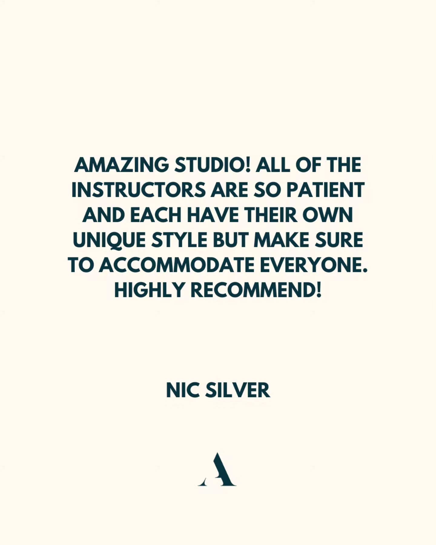 Amazing studio! All of the instructors are so patient and each have their own unique style but make sure to accommodate everyone. Highly recommend!
Nic silver