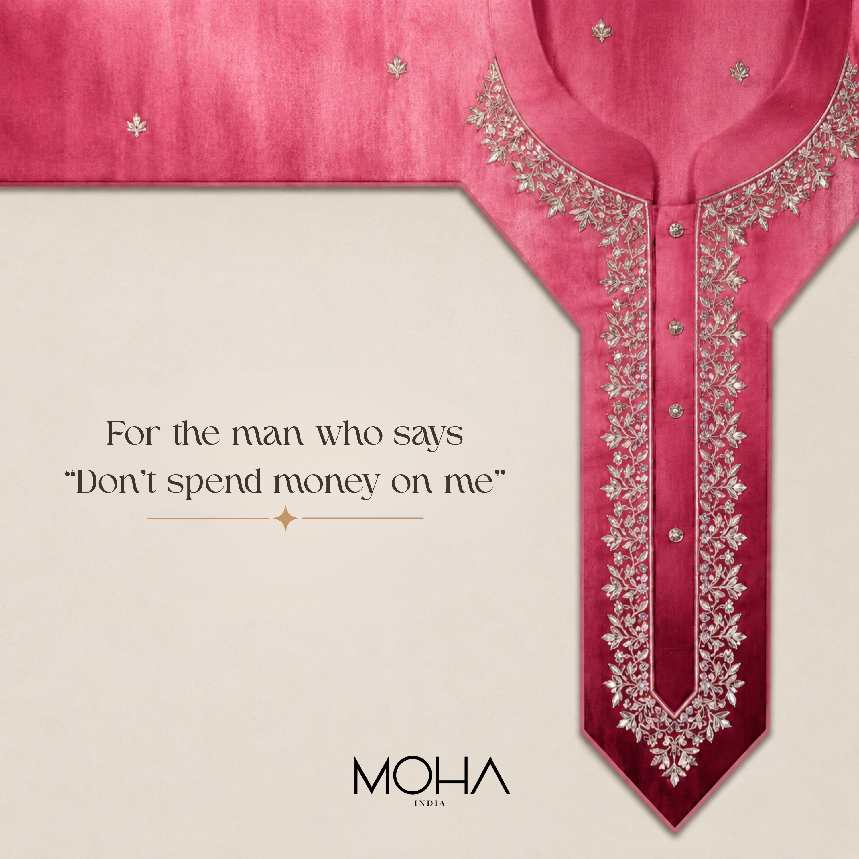 For the man who never asks for anything,
give him something worth wearing.
This Father’s Day, celebrate the quiet strength, unwavering love, and timeless presence that only a father brings.
Happy Father’s Day from MOHA India. 🤍
#FathersDay #MohaIndia #Menswear #IndianWear #FathersDayGift
