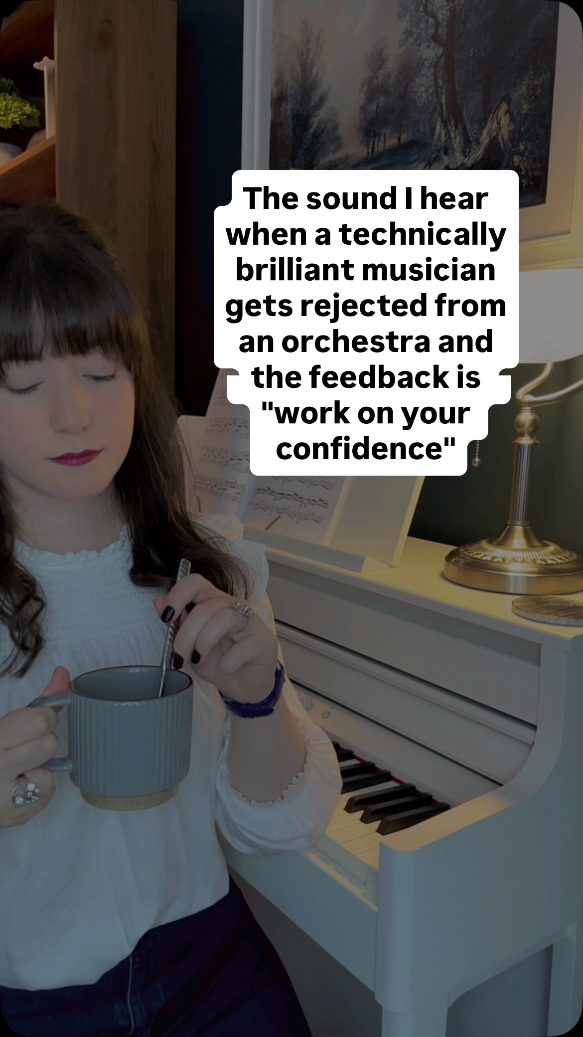 Confidence is not a practicable item…
You cannot go home and work on confidence the way you work on a phrase or a passaggio.
“Work on your confidence” as feedback is the musical equivalent of a doctor saying “try to be less ill”.
It just describes the problem. It prescribes nothing.
When a technically prepared musician falls apart in an audition, it’s a multi-faceted mechanism with mental, emotional and physiological aspects.
And that mechanism can be identified and addressed.
But “work on your confidence” sends people in entirely the wrong direction…
I’ve had clients come to me after months of affirmations, mindset work, and positive self-talk that left the underlying pattern completely untouched.
You deserve better feedback than that 💙
#ClassicalMusician #PerformancePsychology #MentalCoaching #AuditionStrategy #MusicianMindset