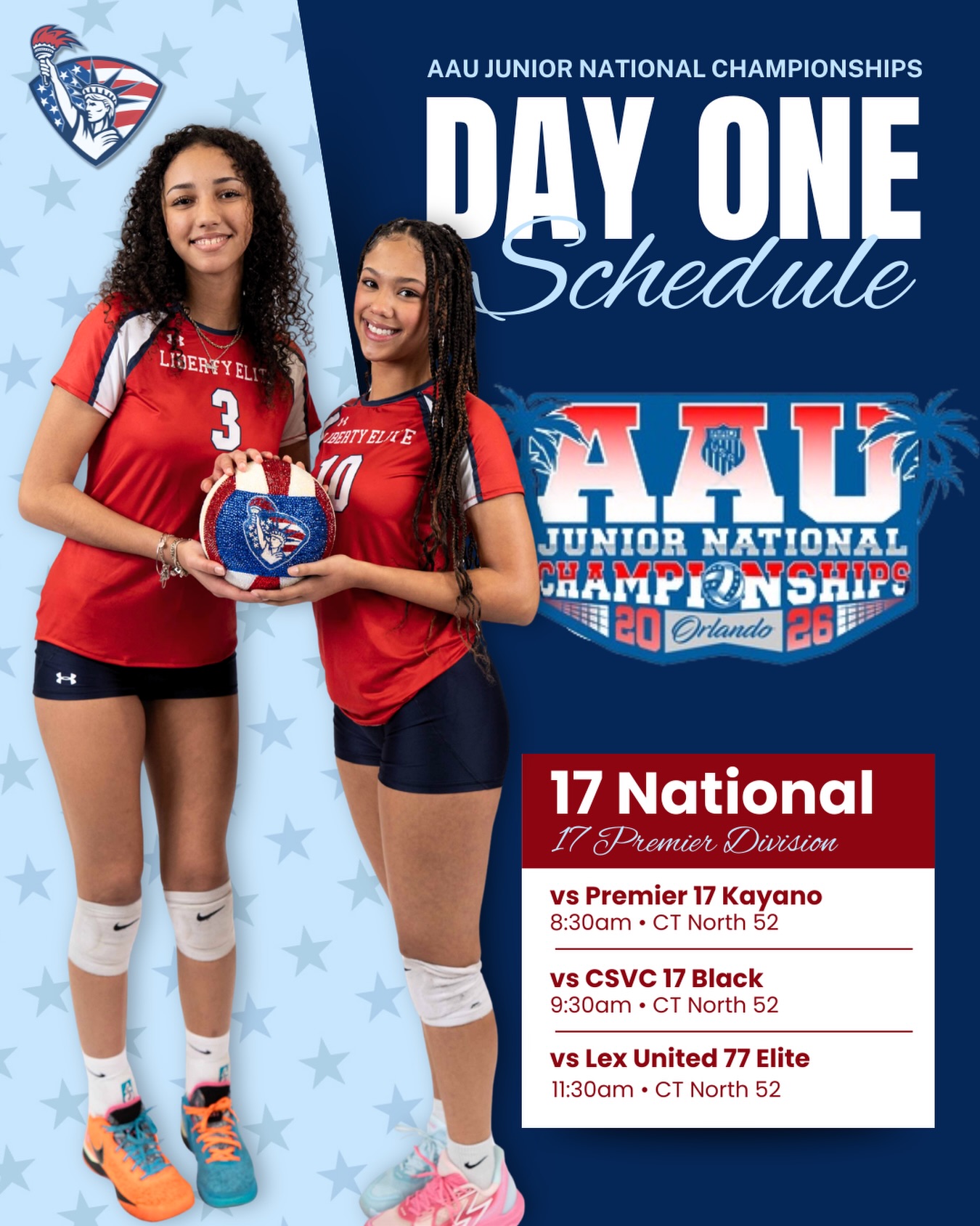 Best of luck to 17 National as they start Nationals in Orlando this morning! ❤️🏐🗽
