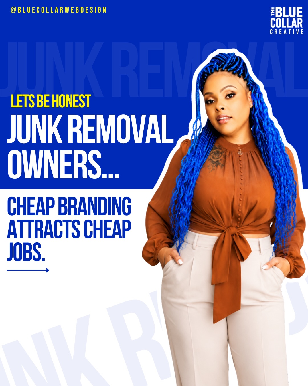 Cheap branding attracts cheap jobs.
And no, this is not me saying every junk removal company needs some overpriced luxury brand identity.
You do not need to look fancy.
You need to look trustworthy.
Because customers are not only hiring someone to haul junk. They are letting you onto their property, around their home, near their belongings, inside their garage, office, rental, or job site.
They want to feel like you are professional before they ever call.
That means your website, photos, reviews, colors, messaging, service pages, and quote process are all working together to answer one question:
Can I trust this company?
When your online presence looks thrown together, customers start second-guessing you. They may still book, but they are more likely to negotiate, compare, delay, or choose the company that looks more established.
Better branding does not make you better at junk removal.
It helps people see the quality that is already there.
If your business is solid but your website and brand are not representing it well, that is where I come in.
DM “JUNK” and let’s build the online presence your business has outgrown.
http://hirebluecollarcreative.com
#JunkRemovalMarketing #junkremoval #junkremovalservice #junkremovalbusiness