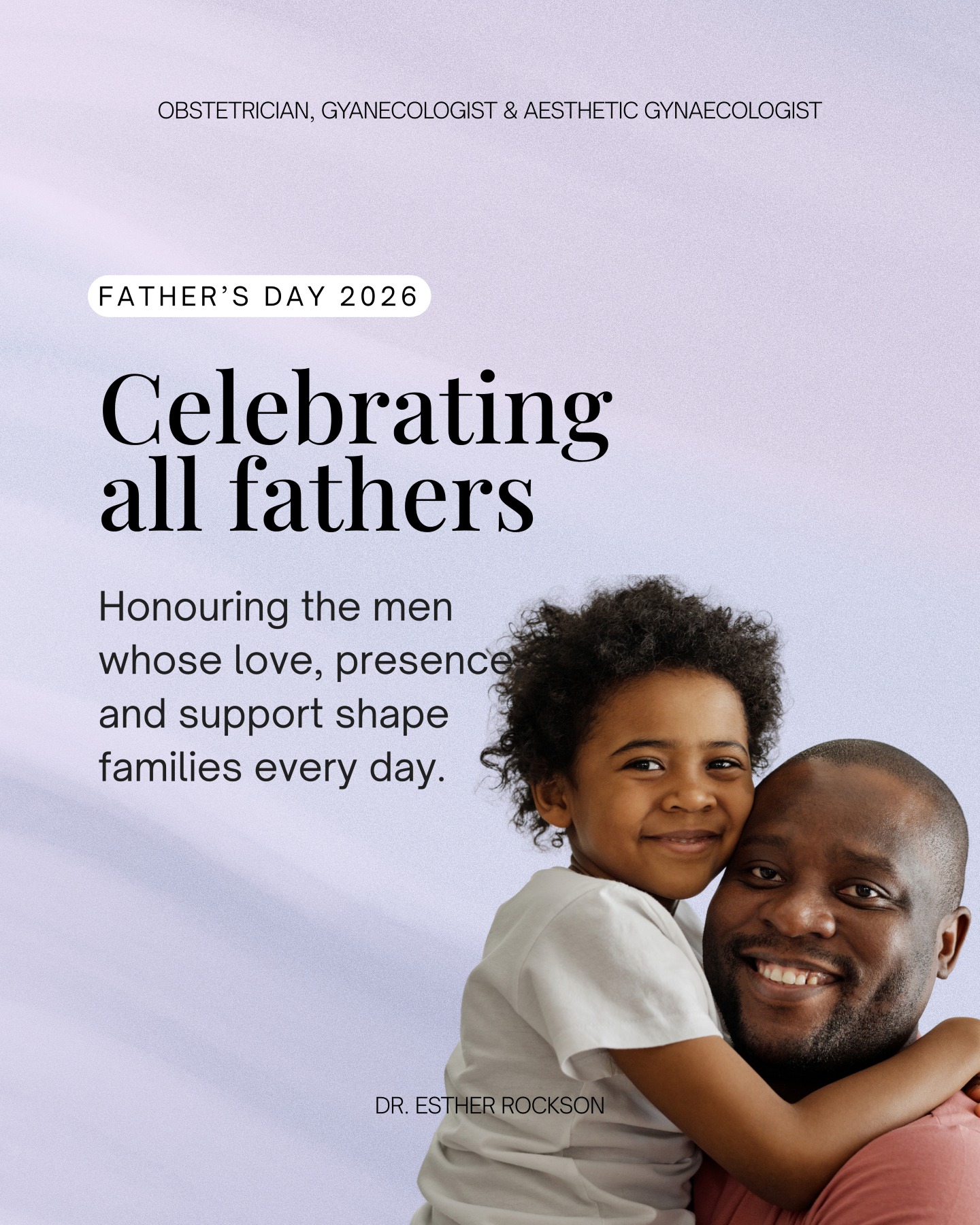 Happy Father's Day to all the incredible fathers, grandfathers, and father figures.
As an OB/GYN, I have the privilege of witnessing the beginning of many families' stories. One of the most beautiful sights is seeing fathers show up with love, reassurance, and unwavering support; from antenatal visits to the delivery room and throughout the journey of parenthood.
Today, we celebrate the men who nurture, protect, encourage, and walk alongside their families with quiet strength and enduring love.
Thank you for the countless ways you help create healthy, happy homes.
Wishing you a joyful Father's Day filled with love and precious moments with those who matter most💜
#fathersday #drestherrockson #obgyn