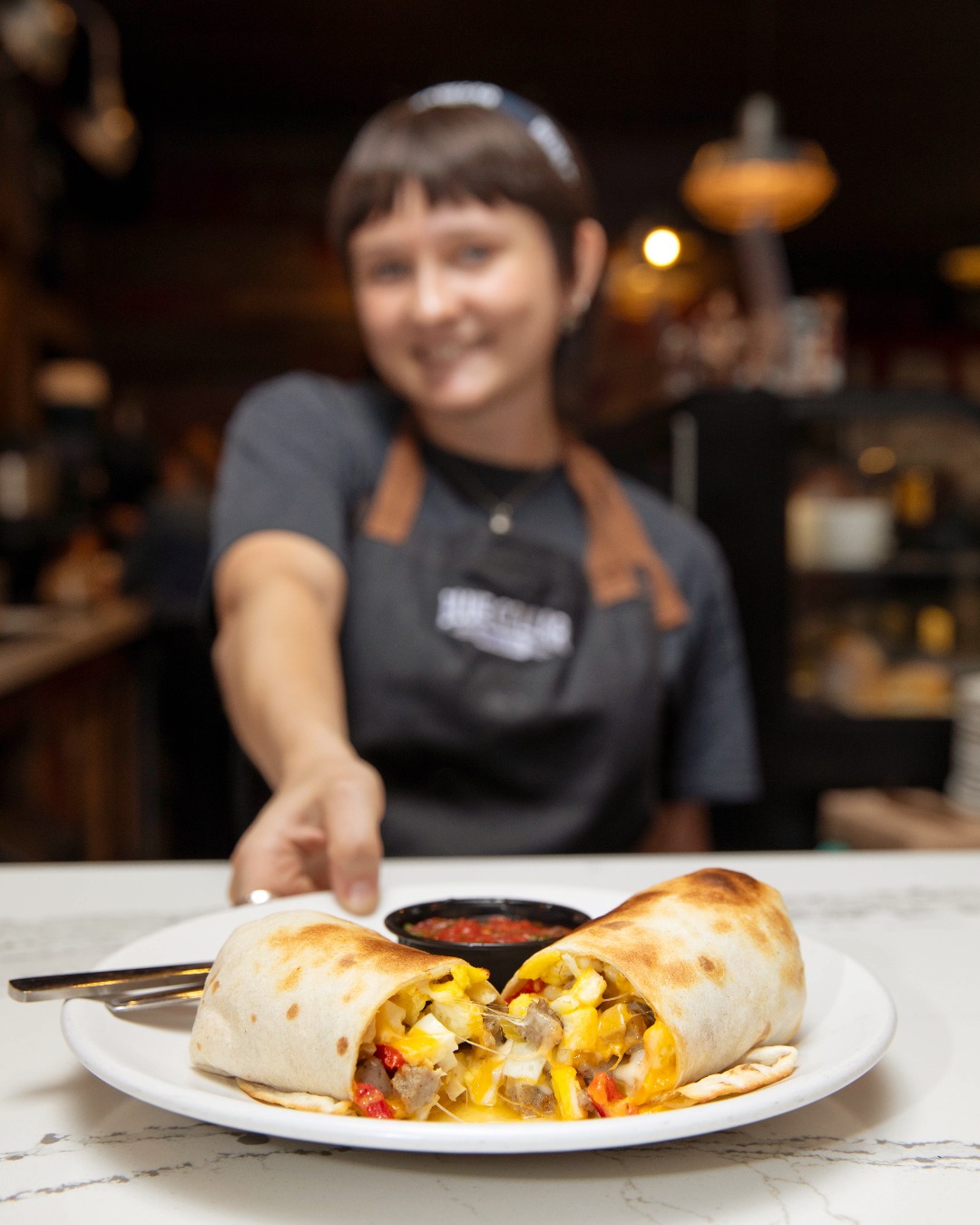 Grab one and get after it. 🌯
SAUSAGE BREAKFAST BURRITO with egg, fajita veggies, cheddar and provolone in a flour tortilla.