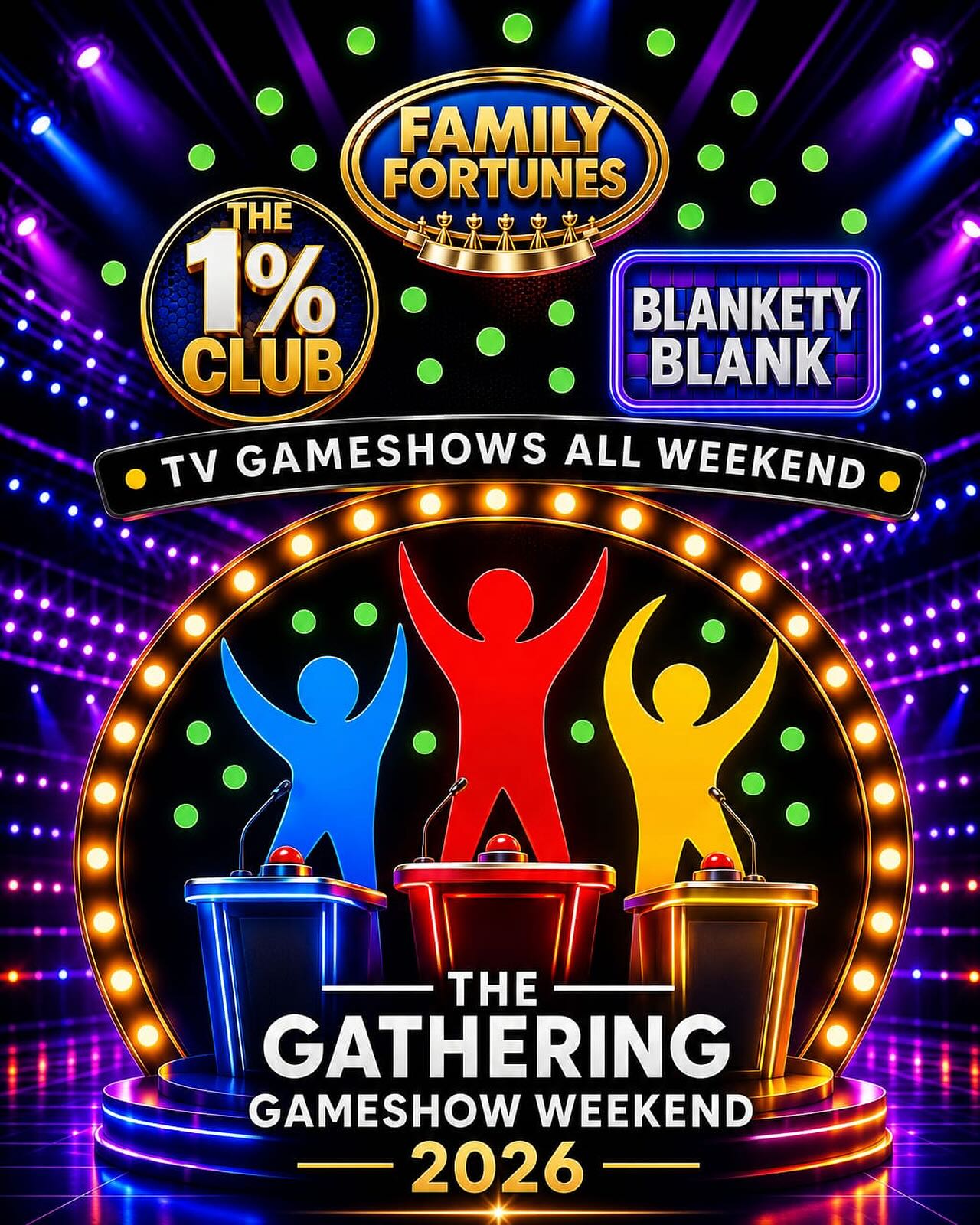 Awesome weekend alert:
Have you ever watched a gameshow and thought, “I can do better”?
Do you want to meet and connect with amazing, welcoming people?
Are you free 16th-19th October?
Then look no further
Tickets go on sale Wednesday, 1st July 8pm link in bio