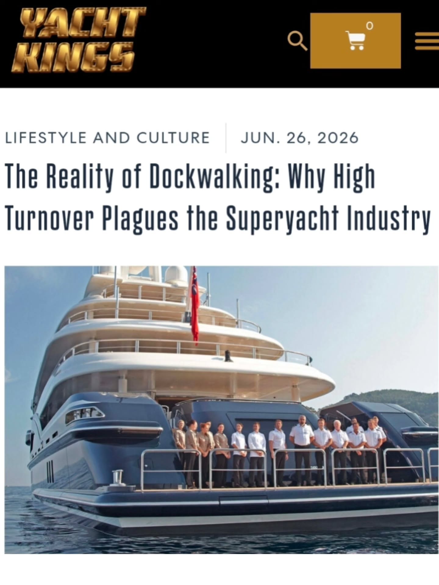 Great article in @yachtkingstv on "The Reality of Dockwalking". Honored to be included in this piece on such an important topic to crew.
https://www.yachtkings.tv/the-reality-of-dockwalking-why-high-turnover-plagues-the-superyacht-industry/