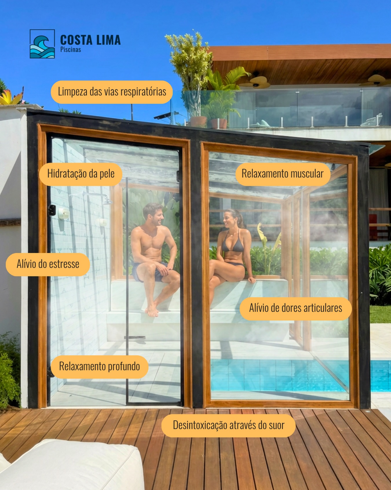 O refúgio que sua pele, seus músculos e sua mente merecem.
Não é apenas calor. É cuidado com o que realmente importa.Uma sauna bem construída transforma a sua rotina de bem-estar em um ritual diário de saúde. E não estamos falando de qualquer estrutura — falamos de um ambiente projetado com a engenharia de precisão que define a Costa Lima.
Os benefícios são reais e sentidos na pele:
🔹 Limpeza das vias respiratórias – O vapor alivia a congestão e renova a respiração.
🔹 Relaxamento muscular profundo – O calor alivia tensões acumuladas do dia a dia.
🔹 Alívio de dores articulares – O calor alivia dores e melhora a mobilidade.
🔹 Desintoxicação pelo suor – O corpo elimina toxinas naturalmente.
🔹 Hidratação da pele – O vapor estimula a circulação e devolve vitalidade à pele.
🔹 Alívio do estresse – O calor é o abraço que o corpo pede depois de uma semana intensa.
Além de cada ponto de drenagem, cada instalação elétrica e hidráulica, cada junta de dilatação é tratada como ponto crítico.
O resultado é um espaço que funciona perfeitamente — e continua funcionando por décadas. Porque o verdadeiro valor de uma área de lazer não está no que aparece. Está no que você nunca precisa se preocupar.
Quer construir o seu refúgio? Chama a gente no direct ou clica no link da bio para agendar uma conversa.
#Sauna #Piscina #Refúgio #CostaLimaPiscinas