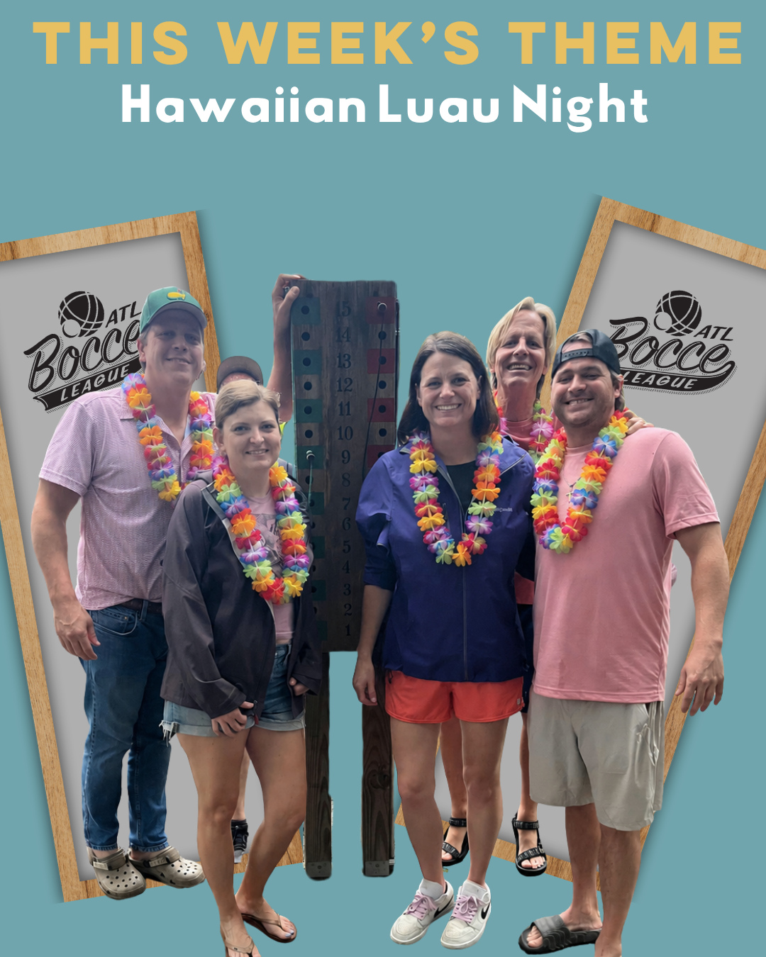 Luau Night is this week ๐บ Break out the Hawaiian shirts, leis, grass skirts, and vacation energy.โ
โ
Remember, the end-of-the-season theme week winner will receive a free team registration!