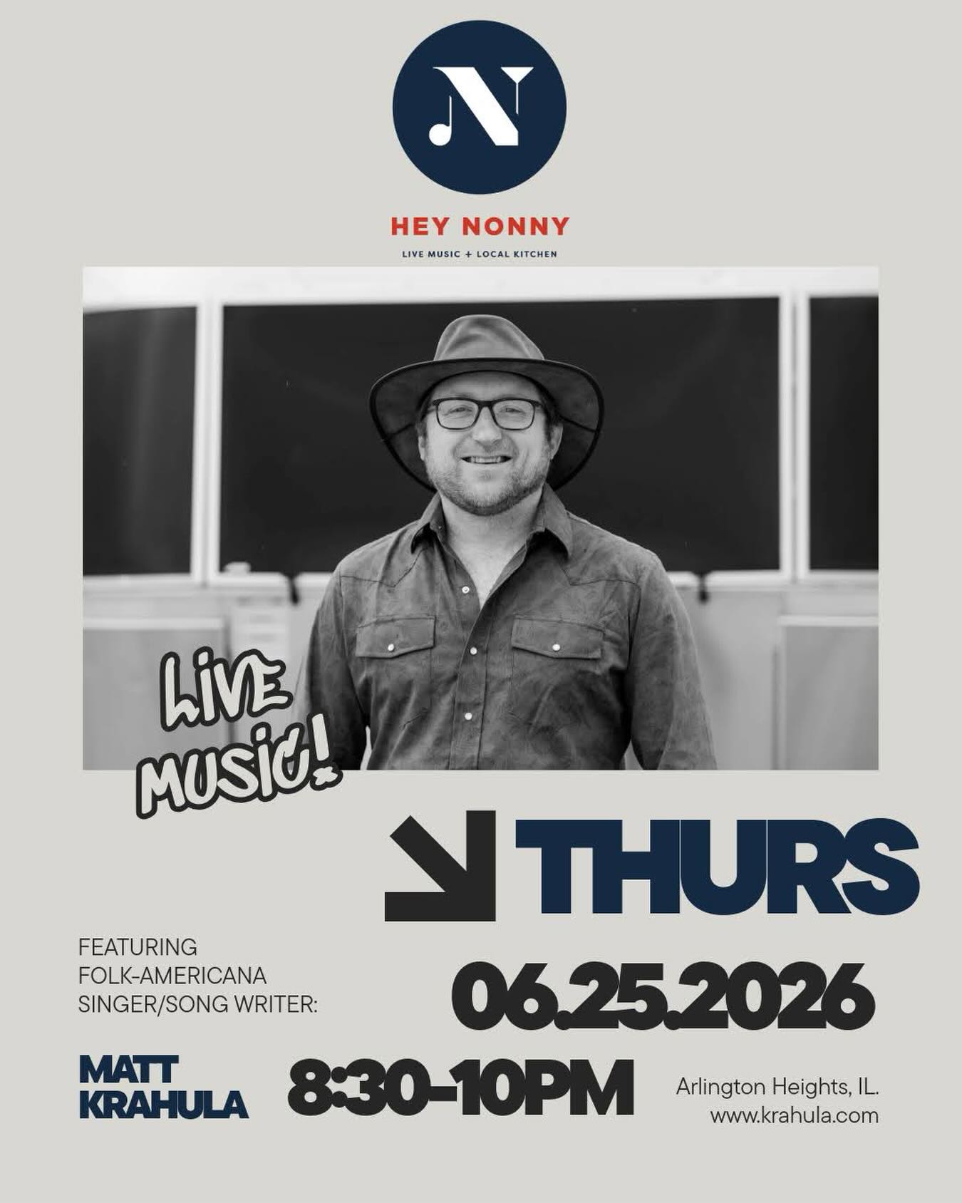 Making my debut at @heynonnyah this Thursday (6/25 from 8:30-10pm) in Arlington Heights. It’s gonna be a great evening. Hope to see you all there!!
#arlingtonheights #heynonny #livemusic #livemusicillinois #livemusicarlingtonheights
