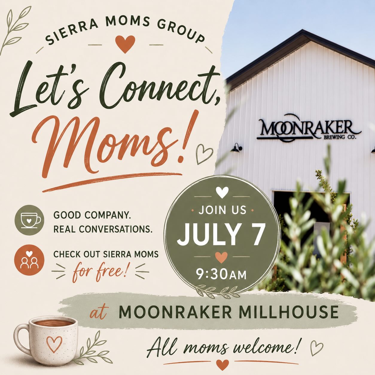 Thinking about joining a moms group but not sure if it’s the right fit? 💕 Come check us out for FREE at Moonraker Millhouse!
Whether you’re looking for connection, fun activities, or just curious about what we offer, this is the perfect opportunity to see what our community is all about—no pressure, no commitment.
We’d love to meet you, answer your questions, and show you how our group supports moms through every stage of motherhood. 💗
Join us on Tuesday, July 7, from 9:30 am - 11 am. We’ll be outside at a table near the playground.
3501 Robin Ln, Cameron Park, CA 95682