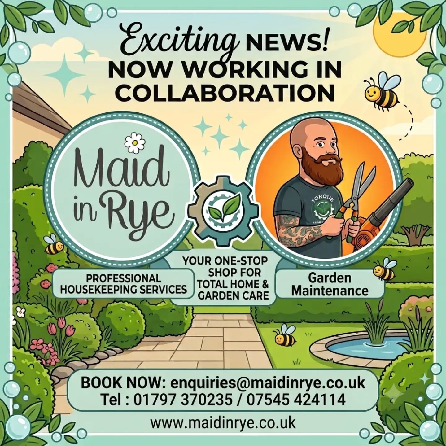 ✨ EXCITING NEWS! ✨
We are absolutely thrilled to announce that Maid in Rye and Torque Gardening Services are officially working in collaboration! 🤝🏡
Think of us as your ultimate dream team—bringing you a true one-stop shop for total home & garden care. Whether the inside of your home needs a meticulous refresh or your outdoor space needs an expert hand, we have got you completely covered.
🌟 What This Means For You:
Professional Housekeeping Services: Spotless, sparkling, and beautifully managed interiors by the trusted team at Maid in Rye. ✨🧹
Garden Maintenance: Precision care, pristine lawns, and perfectly tamed outdoor spaces by Torque Gardening Services. 🌿✂️
From top to bottom, inside and out, we are here to make your home maintenance completely stress-free.
📞 Get in Touch & Book Now:
Ready to give your home and garden the care they deserve? Contact us today to get started:
📧 Email: enquiries@maidinrye.co.uk
📱 Call: 01797 370235 / 07545 424114
🌐 Web: www.maidinrye.co.uk
#MaidinRye #TorqueGardening #LocalBusiness #RyeSussex #HomeAndGarden