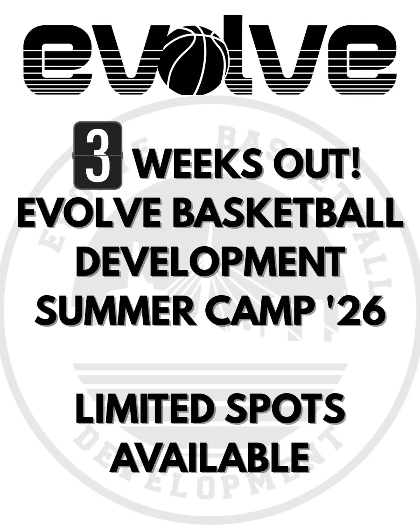 🏀 ONLY 3 WEEKS TO GO! 🏀
The wait is almost over.
In just 3 weeks, athletes will hit the court for another summer of learning, competing, and developing at Evolve Basketball Development Summer Camp 2026.
Every summer, players leave our camps more confident, more skilled, and more prepared for the upcoming season. Our coaching staff is excited to once again help athletes of all ages and skill levels grow their game in a fun, challenging, and positive environment.
🚨 Several camp weeks are now close to capacity.
🚨 Limited spots remain.
If you're planning on joining us this summer, now is the time to register and secure your spot before camps sell out.
🏀 Skill Development
🏀 Competitive Games
🏀 Basketball IQ
🏀 Confidence Building
🏀 Great Coaches & Great Energy
Don't spend the summer wishing you had signed up.
📍 Reserve your spot today