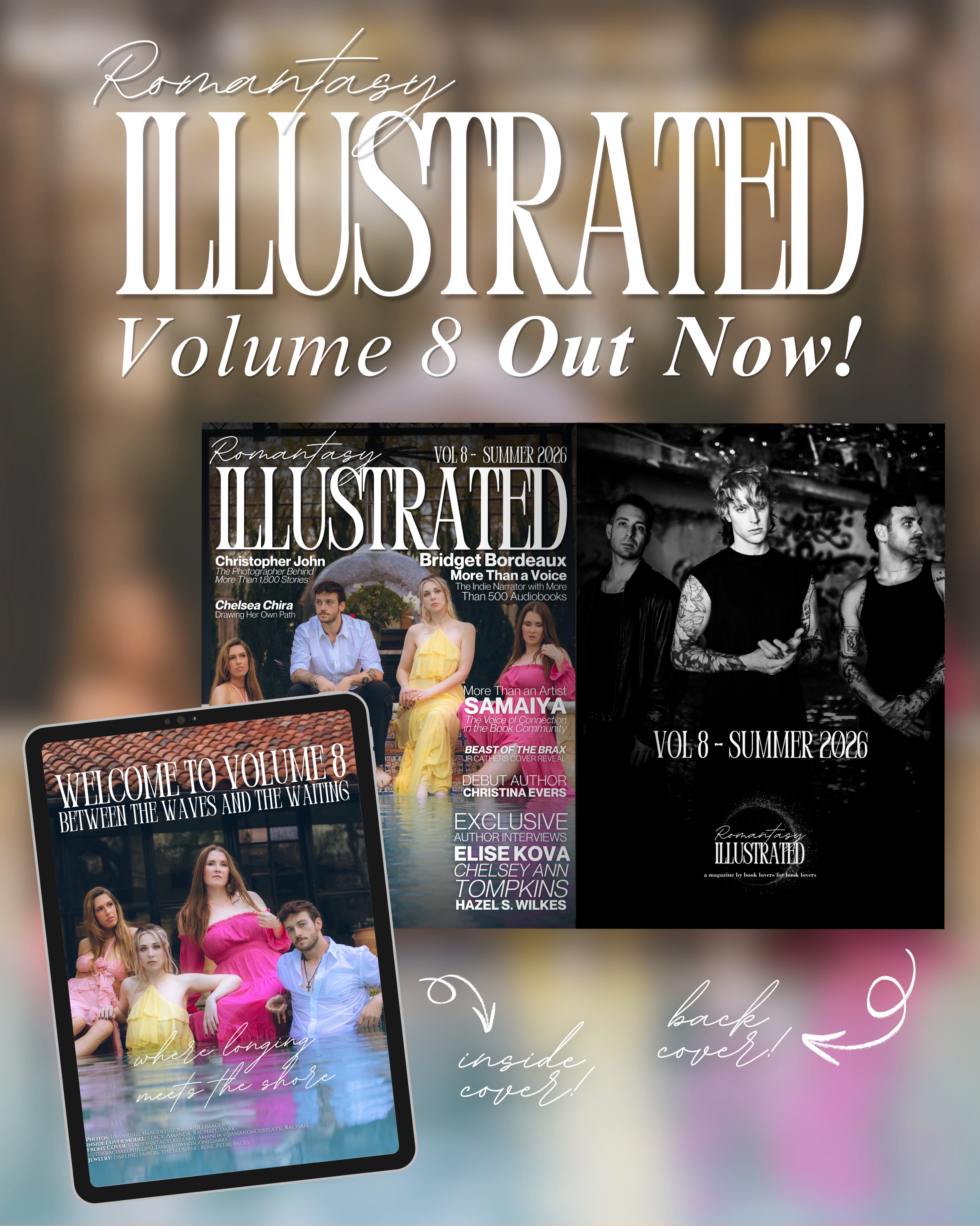 The wait is over! Romantasy Illustrated Volume 8 is out now☀️
This is our 2nd largest volume with 148 pages of amazing content. It’s filled with sneak peeks, exclusives and chapter reveals.
We can’t wait for you to dive in and read Volume 8, Between The Waves And Waiting: Where Longing Meets The Shore.
#romantasyillustrated #romantasy #summerreads #bookish #booksta
