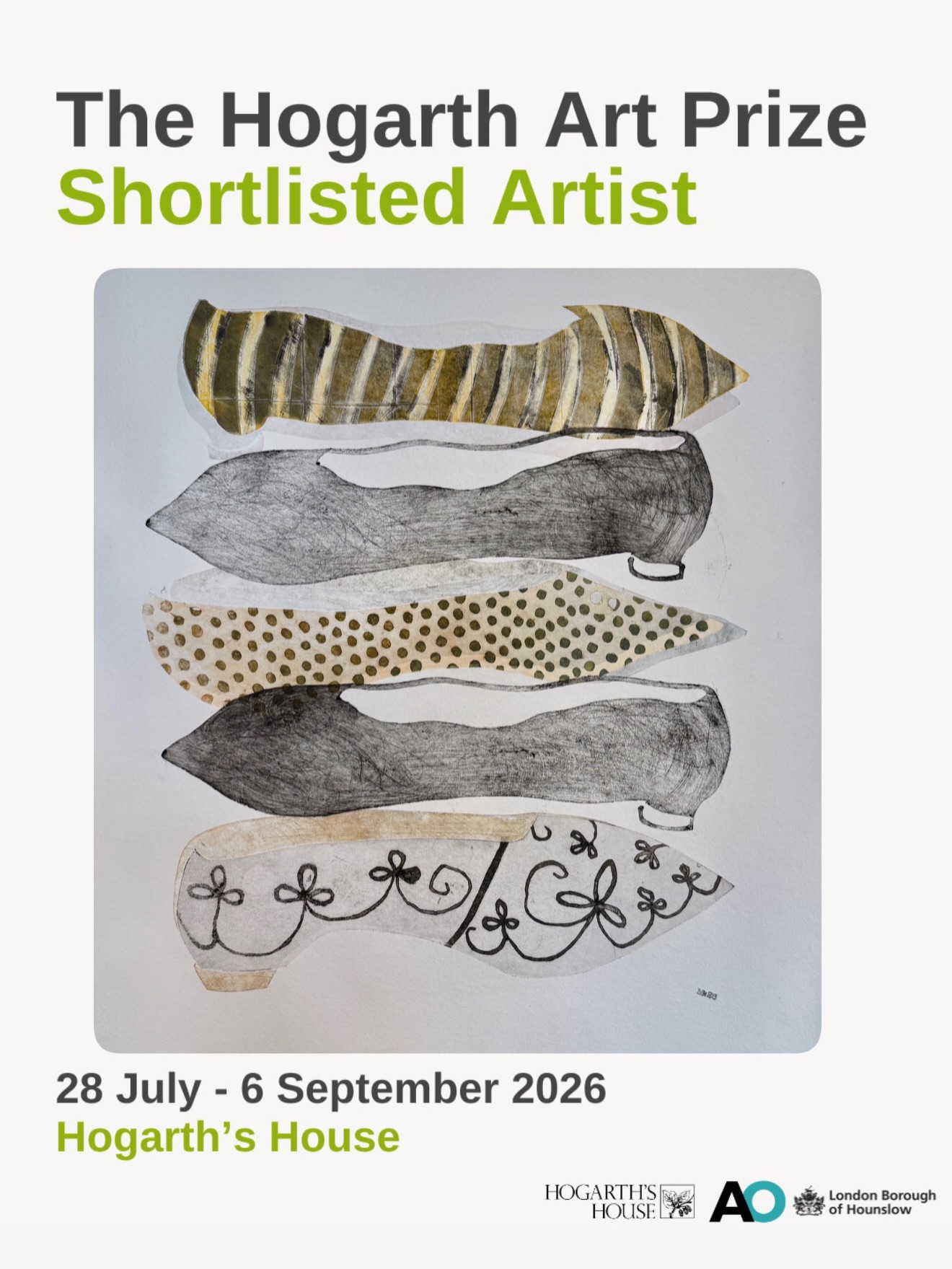 ‘Stanza IV’ - straight from the ‘Happenstance’ exhibition to The Hogarth Art Prize! I’m delighted to be showing this monoprint made entirely from recycled materials on recycled paper @hogarthshousechiswick Thank you @parkerharrisco and the judges Robyn Graham, Hero Johnson and Steven King #printmaking #recycledmaterials♻️ #slippers #hogarthartprize