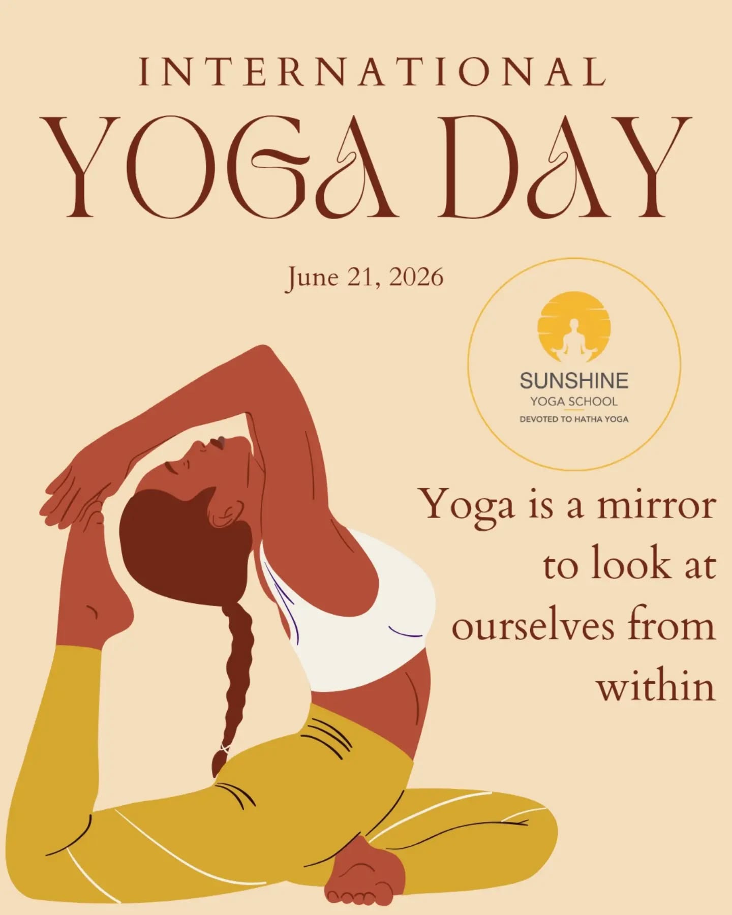 Happy International Yoga Day 2026.
Yoga is more than physical exercise, it is a journey of self-discovery, balance, and inner peace. Through the union of body, mind, and soul, we learn to live with greater awareness, compassion, and harmony.
On this International Yoga Day, let us celebrate the ancient wisdom of yoga that continues to transform lives across the world. Whether you are a beginner or an experienced practitioner, every breath, every movement, and every moment on the mat is a step toward a healthier and more conscious life.
"Yoga is the journey of the self, through the self, to the self."
May your practice bring you strength, clarity, peace, and joy.
With gratitude,
Sunshine Yoga School
Rishikesh – The Yoga Capital of the World.
www.sunshineyogarishikesh.com
#InternationalYogaDay2026 #SunshineYogaSchool #RishikeshYoga #YogaTeacherTraining #HathaYoga