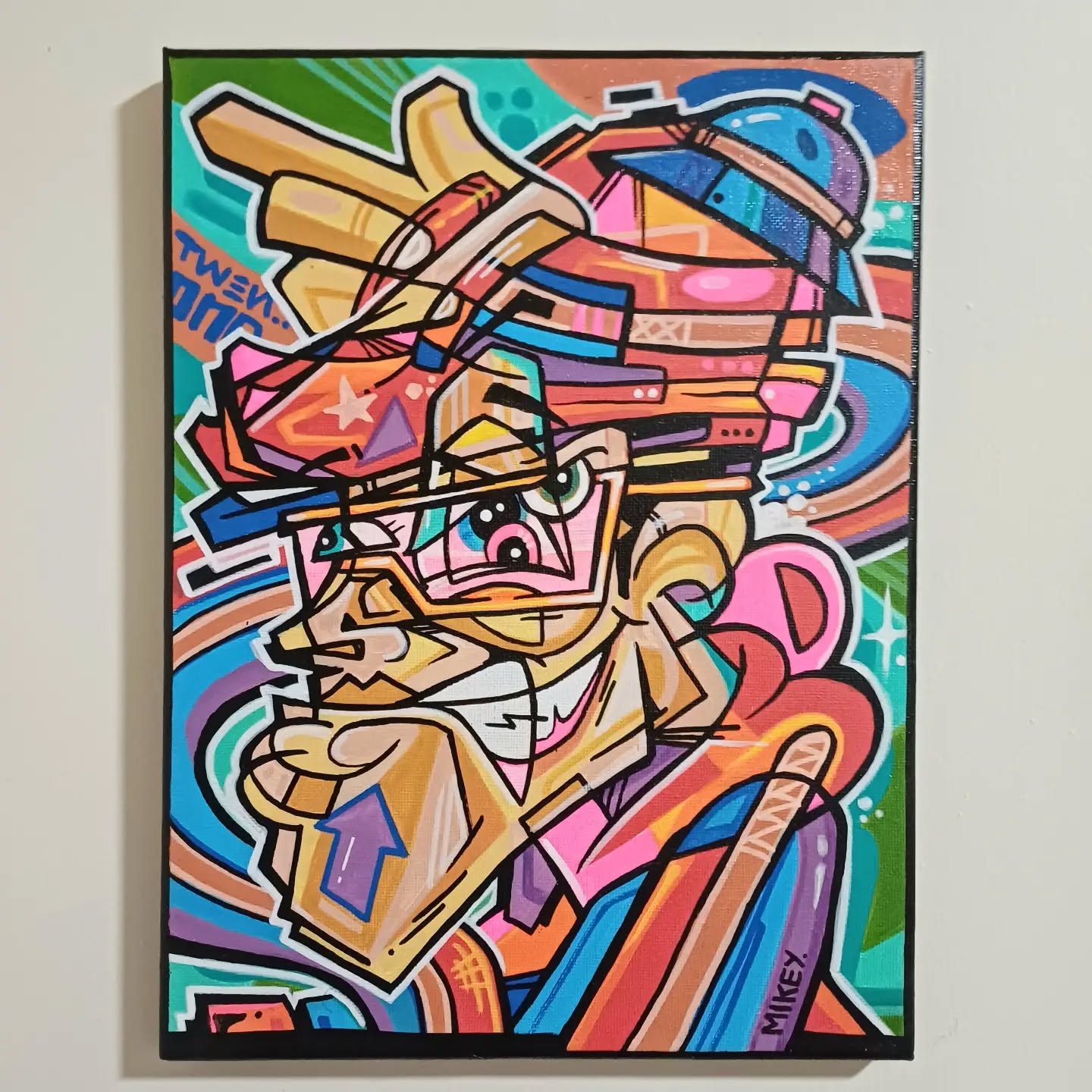 "Rose tinted glasses" 2026 by mikey xxi #acrylic on #canvas 30cm x 25cm. With the recent loss of a dear friend, I just put my head down into the paint . Rest in paradise Ange 🙏 ✨️
Mikeyxxi.bigcartel.com