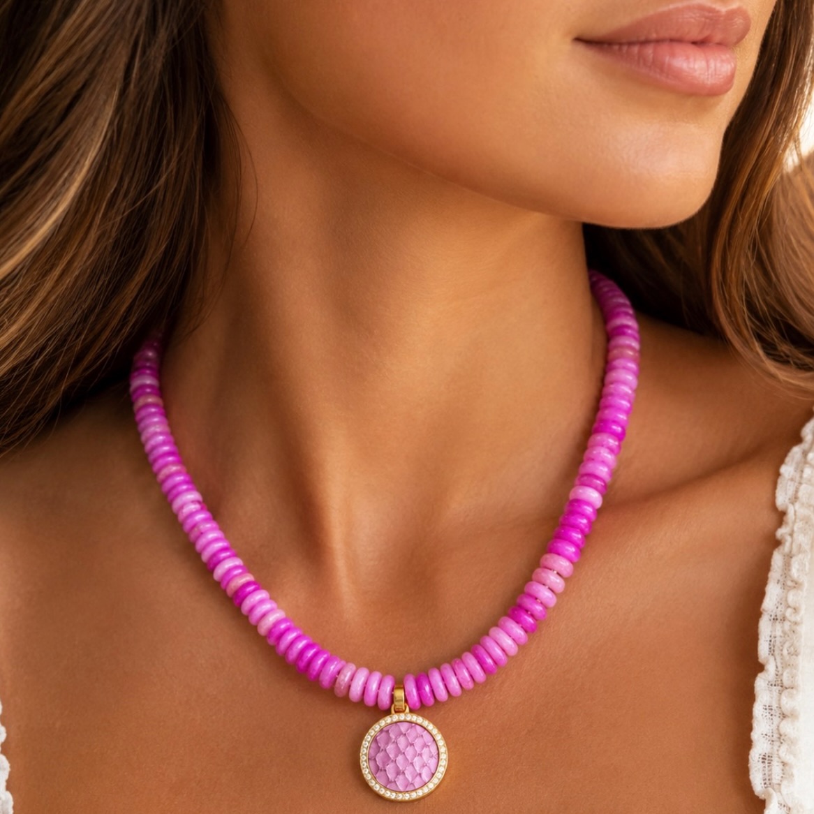 Pretty in pink. 💗
A statement in every shade.
Handcrafted with vibrant pink jade beads and finished with a genuine python pendant, this one-of-a-kind necklace is designed to elevate everything from a simple white dress to your favorite resort look.
Luxury isn’t mass produced—it’s handcrafted.
✨ Handmade in the USA
🐍 Genuine python
💗 One of a kind
#AnnieHandbags #AnnieJewelry #LuxuryJewelry #StatementNecklace #PinkJade MadeInUSA