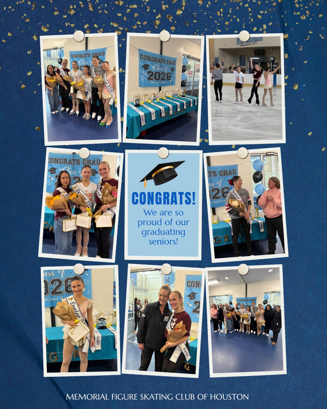 Senior Send-off 2026 ✨🎓
This weekend, we had the privilege of celebrating an incredible group of graduating seniors as they prepare for their next chapter. We are so proud of everything they have accomplished both on and off the ice, and we can’t wait to see where their futures take them.
Congratulations to:
⭐ Verona C.
⭐ Isaac F.
⭐ Ceara F.
⭐ Ayshin K.
⭐ Casie L.
⭐ Audrey L.
⭐ Sophia R.
⭐ Paisley T.
Thank you for the memories, leadership, dedication, and friendship you’ve shared with our club over the years. 💙⛸️
