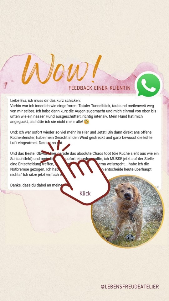 Wenn im Außen das Chaos tobt … und dein Nervensystem die Notbremse zieht. 🛑✨
Kennst du diese Momente? Die Küche sieht aus wie ein Schlachtfeld, die To-do-Liste platzt aus allen Nähten und plötzlich merkst du: Ich bin gar nicht mehr richtig da:
Tunnelblick. Innerer Rückzug. Meilenweit weg von dir selbst.
Das ist kein Versagen. Das ist dein Nervensystem, das im Überlastungsmodus einfach kurz den Stecker zieht, um dich zu beschützen.
Und genau in diesem Moment schießt meistens diese drängelnde Stimme im Kopf hoch:
„Du musst jetzt sofort eine Entscheidung treffen! Wie soll das alles weitergehen?!“ 🤯
Die gute Nachricht ist:
Du musst die Welt gerade nicht retten. Und du musst heute nichts übers Knie brechen.
Meine wunderbare Klientin zeigt, wie die Magie der Nervensystem-Arbeit mitten im echten Leben aussieht:
1️⃣ Bemerken, was los ist (ohne Bewertung!).
2️⃣ Den Körper zurückholen (einmal kräftig ausschütteln, den Wind spüren, den Boden unter den Füßen wahrnehmen).
3️⃣ Dem Kopf den Druck nehmen: Mitten im Chaos durchatmen und sagen: „Ich entscheide jetzt gerade gar nichts.“
Genau das ist das Fundament, das wir im **Lebensfreude-Atelier** bauen. Wir verändern nicht das Chaos der Welt – wir verändern, wie sicher und stabil du mittendrin stehst. Damit deine Schultern endlich wieder leicht werden dürfen. 🦅
Dein nächster Schritt zu dir:
Möchtest du auch lernen, wie du dich aus dem inneren „Überlebensmodus“ herausholst und im Alltag zu deinem eigenen, sicheren Anker wirst? Ohne permanent das Gefühl zu haben, überall ständig Brände löschen zu müssen?
Lass uns ganz unverbindlich sprechen. In einem kostenlosen Infogespräch schauen wir uns in Ruhe an, was gerade los ist, wo ein sicherer Startpunkt für die gemeinsame Reise sein könnte und wie ich dich und deine Familie am besten unterstützen kann.
👉 Klick einfach auf den Link in meiner Bio und buche dir deinen Wunschtermin. Ich freue mich riesig auf dich!
🤗 Her mit dem schönen Leben!
Deine Eva
*Heilpädagogische Praxis für Traumaintegration, Neurodivergenz & Potenzialentfaltung*
#NervensystemRegulierung #LebensfreudeAtelier #CoRegulation #MamaAlltag #NervensystemEntdecker #AchtsamkeitImAlltag #Selbstfürsorge