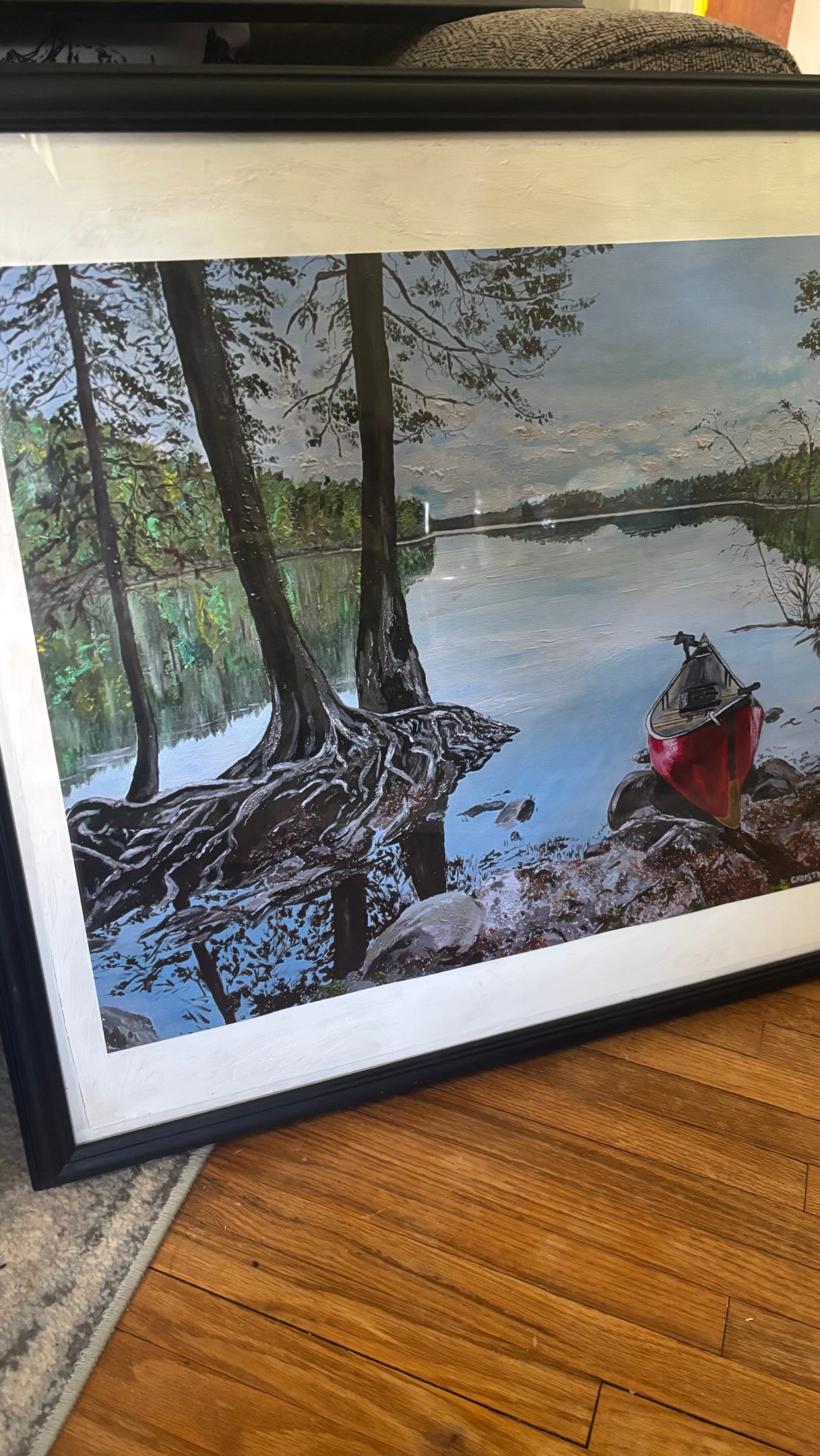 This piece was hours of detail work and had me itching to get to the lake pronto. After loving every second of getting swept up in this one, I could not be more excited it’s now hanging in its new home, the matching framed prints landing where they were meant to, too.
Do you have a vision, scene or special place you’d love brought to life? Commissions are open for the summer and you can probably find me painting on lake - so msg me!
Acrylic on canvas | framed art | nature medicine | intuitive art | artist life | painting | creative vision