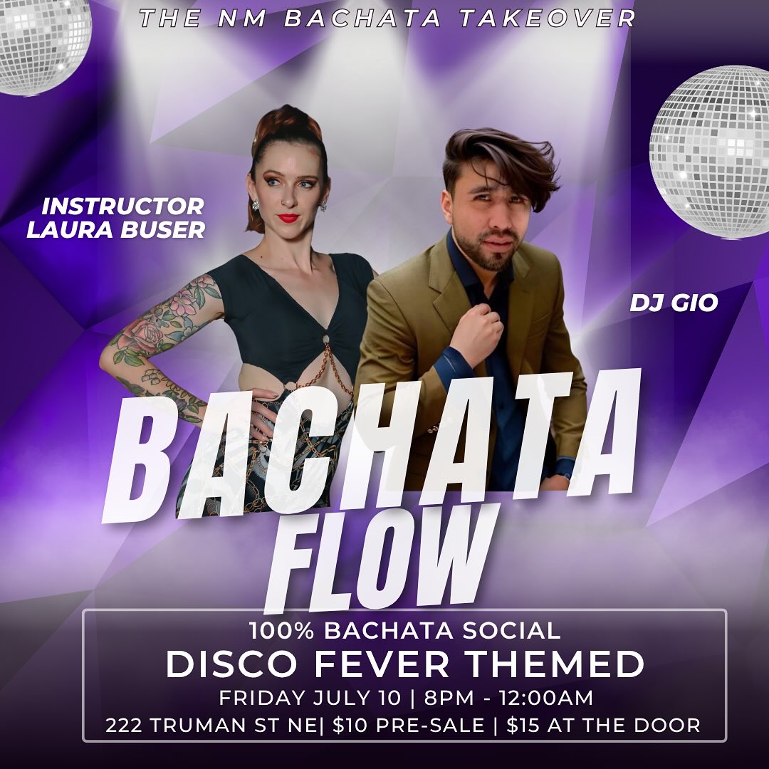 THE NEW MEXICO BACHATA TAKEOVER is coming up and we have two amazing nights of dancing!
๐๐ฝ Included in full pass (link in bio or DM us)
๐๏ธ $10 pre sale | $15 at the door
๐๏ธ Friday July 10 | 8pm-12am
๐ชฉ Disco Fever Themed
๐๐ฝ Bachata class by @roseylaura
๐Alley Kats | 222 Truman St NE
โจ Performances
๐๏ธ Saturday July 11 | 9pm-1:00am
โช๏ธ White Party
๐บ๐พ Bachata class by @gio_marquez25
๐Fusion | 708 1st St NW
โจ Performances
#nmbachatatakeover #bachatatakeovernm