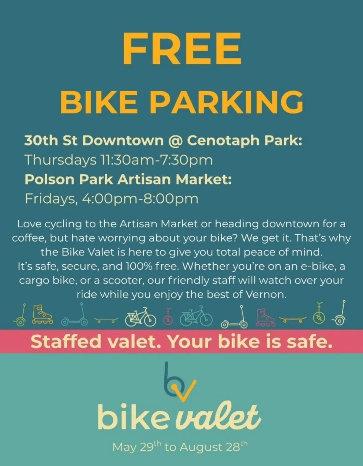 You can park your bike at the market for free! It's also the closest parking available, doesn't get better than this!
All thanks to the @cityofvernon Climate Action department and the Youth Climate Corps @youthclimatecorps