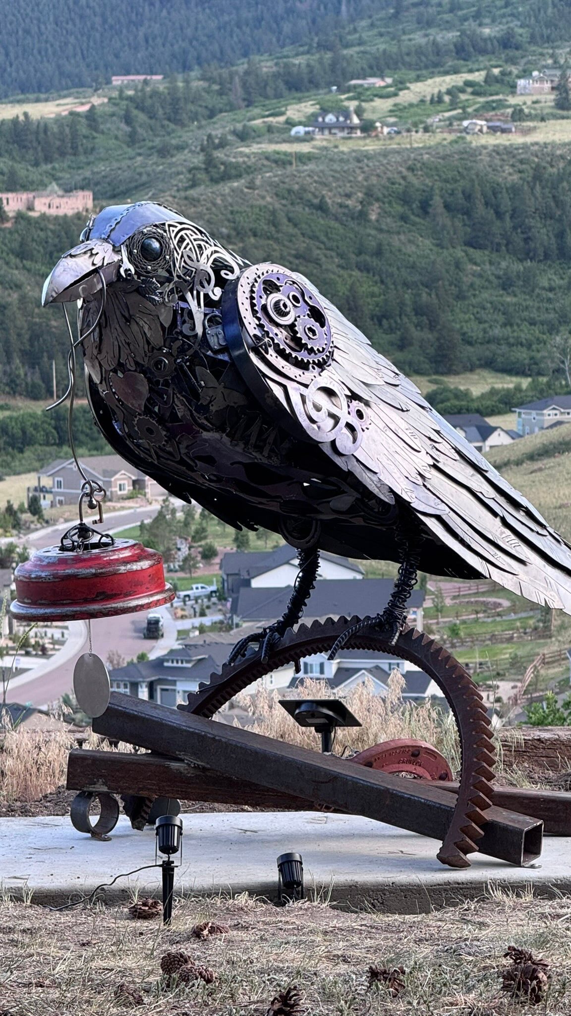 This video shows a bit of the process of how I created this big Raven for my dear friend and patron, Debbie Doty. It was created in Phoenix, Arizona, and we drove together to Monument, Colorado, where he will live a lifetime! Artist : Kris Kollasch. Landed 6/17/2026. #artandenvironments #womenweld #commissionedsculpture #ravenart #steelsculpture