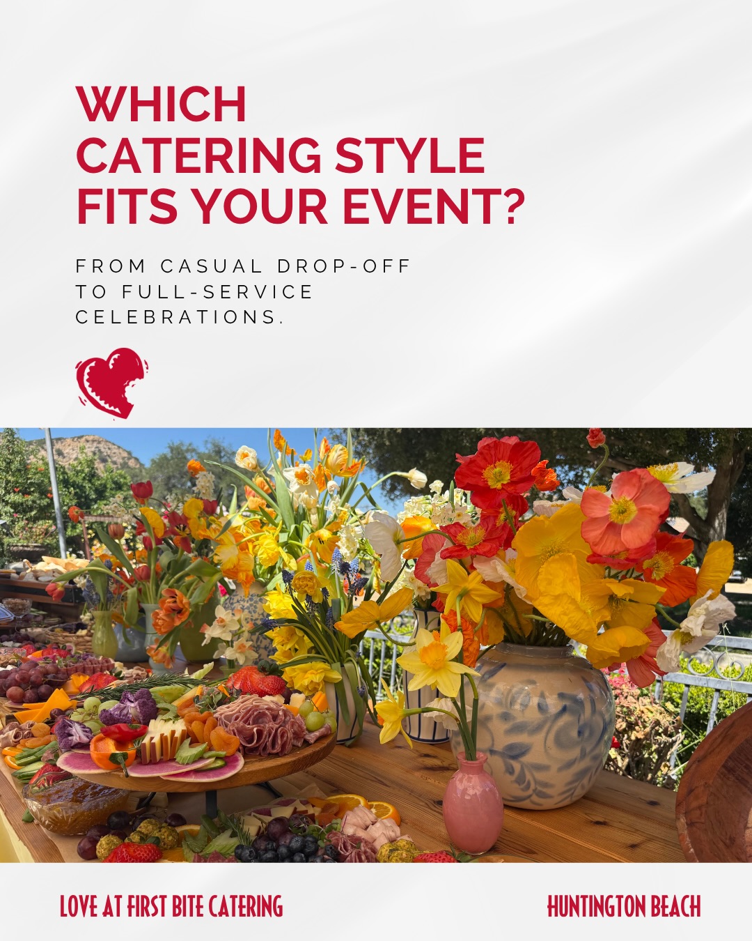 Not every event needs the same kind of catering.
Some gatherings need a simple drop-off. Others need a styled display, staffed service or full-service support from setup to finish.
That’s why Love at First Bite Catering offers different service styles to match your event, guest count and vision.
Not sure which option is right for your event? Tell us what you’re planning, and we’ll help guide the way.
📍 Huntington Beach, CA | Orange County
🌐 lafbcatering.com
#LoveAtFirstBiteCatering #HuntingtonBeachCatering #OrangeCountyCatering #EventCatering #dropoffcatering