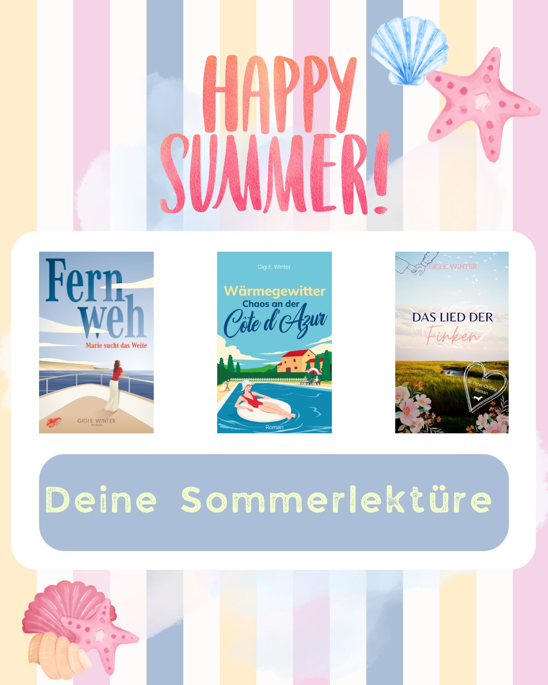 ☀️ Auf der Suche nach der perfekten Sommerlektüre? Dann komm mit auf eine Reise ans Meer! 🌊📚
Ob auf einem Kreuzfahrtschiff, an der Côte d'Azur oder an der Nordsee in St. Peter-Ording – meine Romane entführen dich an Sehnsuchtsorte voller großer Gefühle, Freundschaft, Romantik und spannender Geheimnisse.
✨ Für alle, die von Sommer, Meer und einer kleinen Auszeit zwischen den Buchseiten träumen.
Welches Reiseziel darf dich diesen Sommer begleiten? 🚢🇫🇷🐚
📖 Jetzt entdecken und in den Sommer eintauchen!
#sommerlektüre #buchliebe #roman #frauenroman #urlaubslektüre #meerliebe #nordseeliebe #fernweh #buchstagram #lesenmachtglücklich #sommerlesen #stpeterording #cotedazur #kreuzfahrtroman