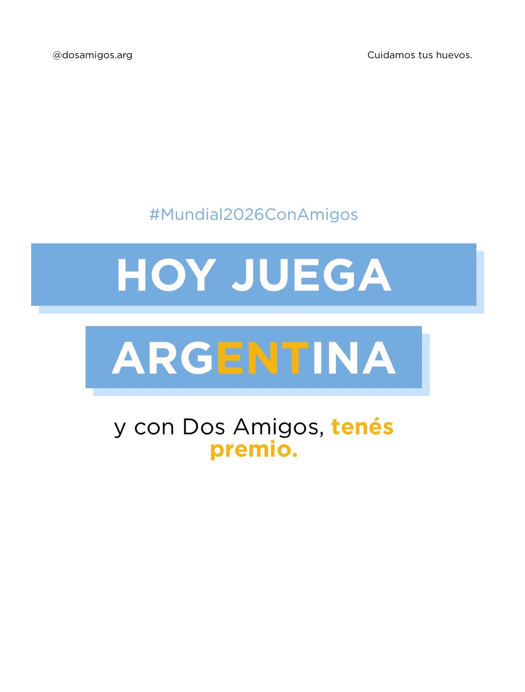 Juega Argentina 🇦🇷 y tenés premio (solo si le sabés a los prodes)
Es muy sencillo:
1) COMENTÁ cuál crees que va a ser el resultado del partido de hoy con Jordania 🇯🇴
2) ETIQUETÁ a un amigo para apoyo moral (o para que redoble la apuesta) 😎
LISTO
El primer comentario en pegarle al resultado TIENE PREMIO 😏💫