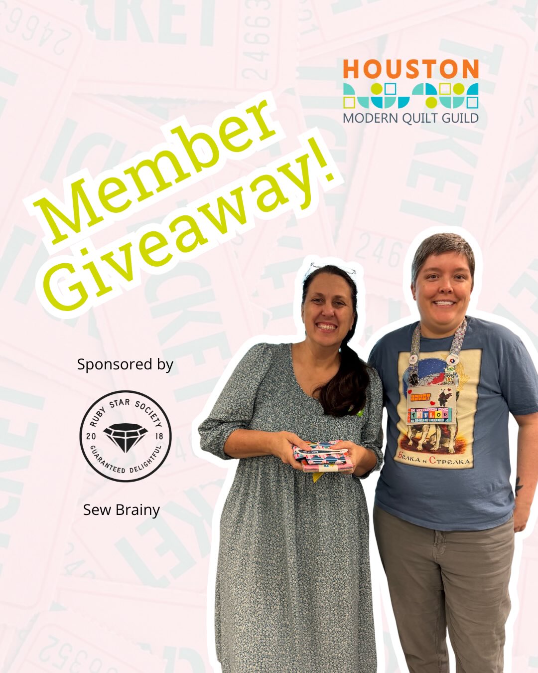 Member Giveaways from this month! Thank you to our sponsors @rubystarsociety & @sewbrainy