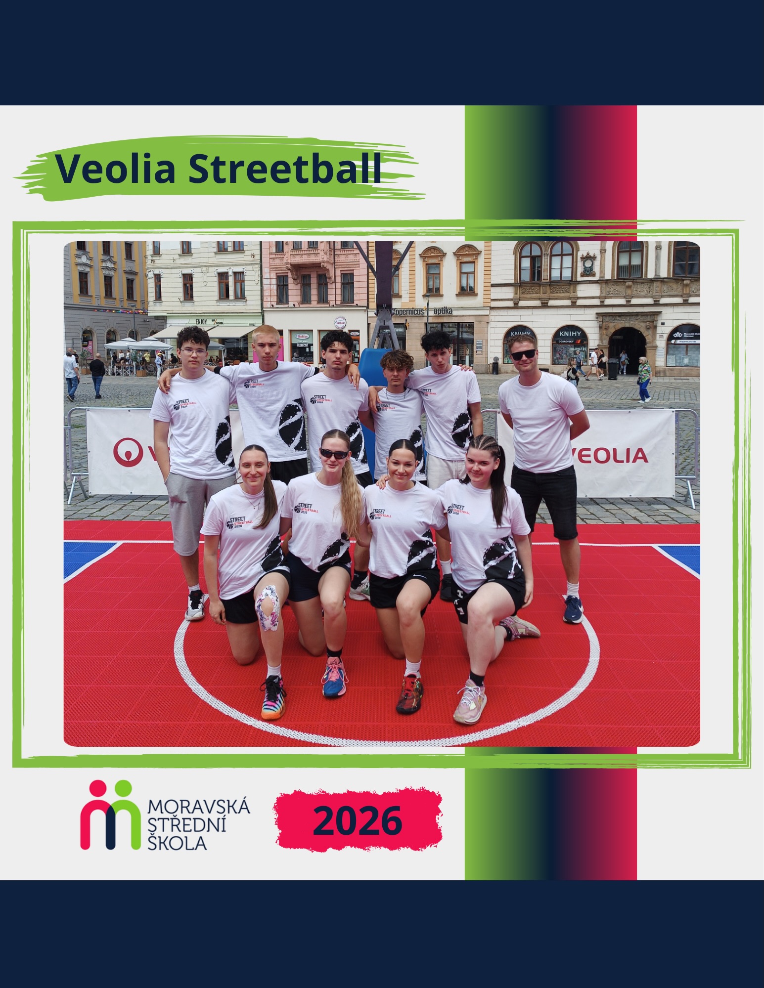 🏀 Veolia Streetball 2026: Skvělá reprezentace Moravské střední školy! 💪
Na tradičním turnaji Veolia Streetball 2026 v Olomouci reprezentovala naši školu dívčí i chlapecká družstva. Děvčata předvedla výborné výkony a po bojovných zápasech obsadila skvělé 4. místo v silné konkurenci středních škol.
Také chlapecký tým bojoval s velkým nasazením a získal cenné zkušenosti proti kvalitním soupeřům. Oba týmy po celý den předváděly bojovné a sportovní výkony, za které si zaslouží uznání.
🏆 Radost přineslo také vítězství v soutěži střelby trestných hodů v dívčí kategorii.
Všem účastníkům děkujeme za vzornou reprezentaci školy a gratulujeme k dosaženým výsledkům! 👏
#VeoliaStreetball #Basketbal3x3 #MoravskaStredniSkola #Sport #ReprezentaceSkoly Olomouc StudentskySport 🏀✨