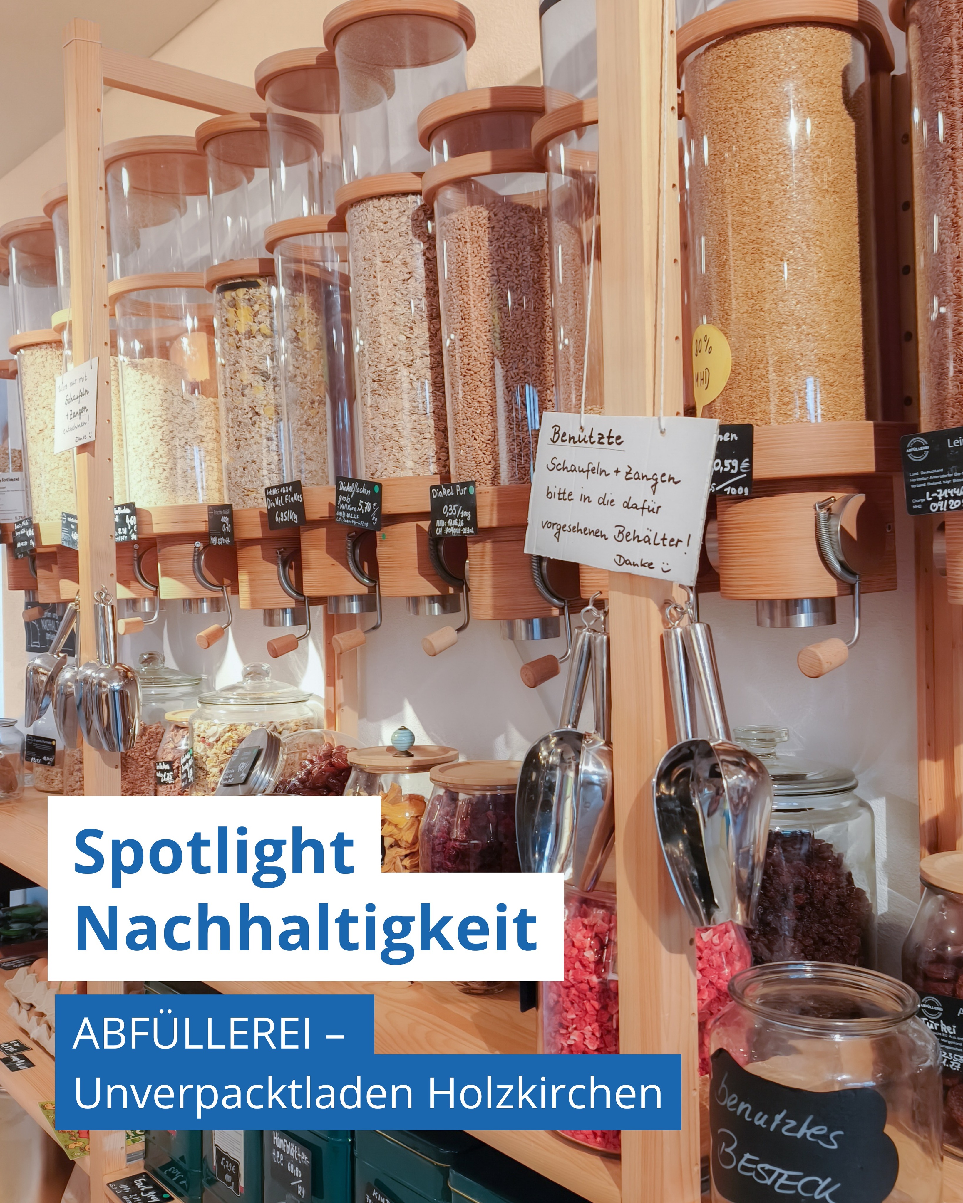 Die ABFÜLLEREI in Holzkirchen zeigt, wie nachhaltiges Einkaufen im Alltag aussehen kann. Im Unverpacktladen gibt es Lebensmittel und Haushaltswaren ohne Verpackung, im angeschlossenen Café wird das Konzept um Mehrweggeschirr und ein gemütliches Miteinander erweitert. Der Laden ist dabei mehr als ein Geschäft: Er ist sozialer Treffpunkt, Impulsgeber und Begegnungsort zugleich.
Dieser Beitrag ist Teil der Reihe Spotlight Nachhaltigkeit des Netzwerk Ehrenamt im Landkreis Miesbach. Dort werden regelmäßig Vereine und Initiativen aus dem Landkreis vorgestellt, die sich für Nachhaltigkeit einsetzen. Die ausführlichen Informationen und Bilder findet ihr auf der Website unter www.nea-mb.de.
Ihr setzt euch mit eurem Verein für Nachhaltigkeit ein und möchtet euer Engagement sichtbar machen und euch vernetzen? Dann meldet euch gerne unter info@nea-mb.de.
Wer mehr von der ABFÜLLEREI sehen möchte, kann gerne @abfuellerei_holzkirchen folgen.
Das Netzwerk Ehrenamt wird gefördert durch das Bayerische Staatsministerium für Familie, Arbeit und Soziales, in Kooperation mit der lagfa Bayern und unterstützt durch den Landkreis Miesbach. Wir sind Standort des Projekts „Zentrum für lokales Freiwilligenmanagement".
@lagfabayern
@bayerisches_sozialministerium
@landkreis_miesbach
#Ehrenamt #Nachhaltigkeit #NEAvernetzt #unverpackt