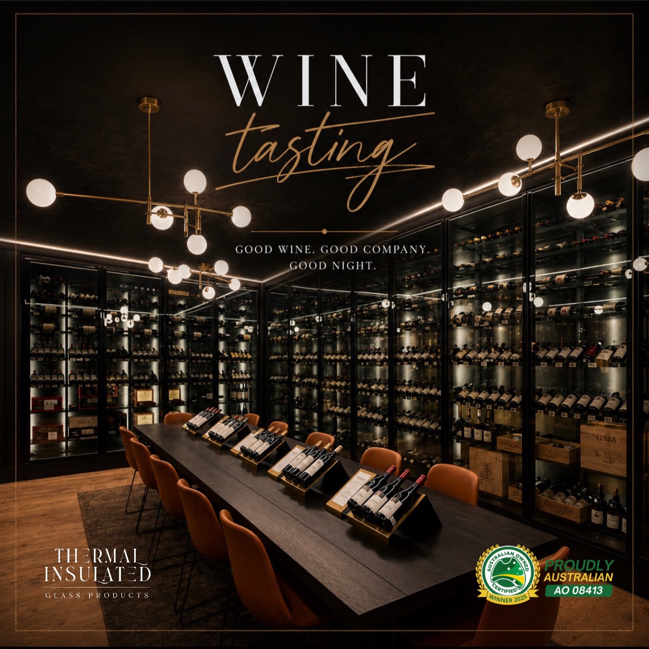 🍷 A space designed to showcase every bottle.
Our insulated glazing was selected for this stunning wine tasting room, delivering crystal-clear visibility while helping maintain consistent cellar conditions and reducing condensation.
When performance and presentation are equally important, the right glazing makes all the difference.
Proudly Australian made and custom built for every project.
#ThermalGlassProducts #WineCellarGlazing #WineTastingRoom #InsulatedGlass #CustomGlazing WineDisplay