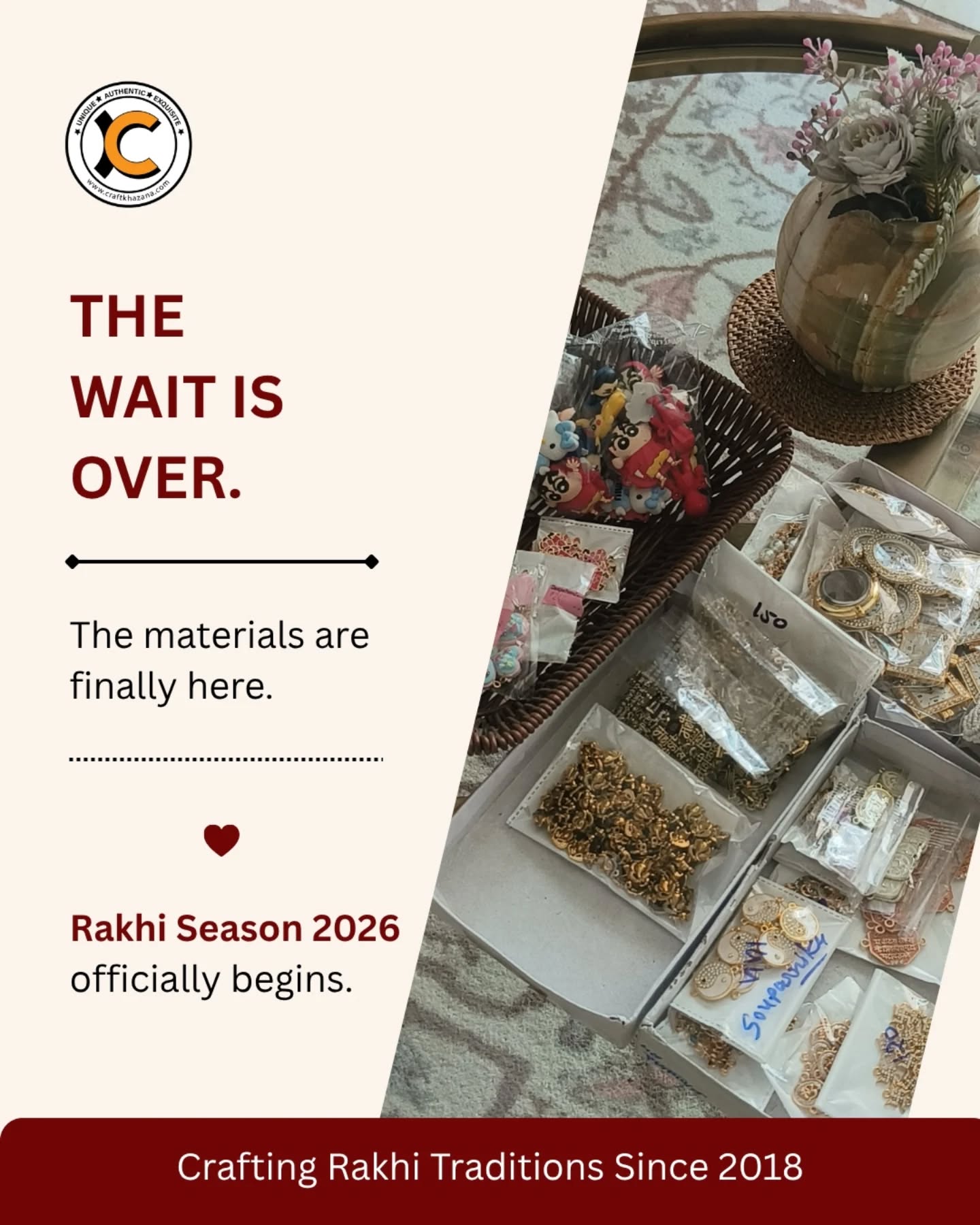 The wait was finally over. ✨
The materials for this year's Rakhi collection arrived, and with them came weeks of excitement, experimenting, and countless design ideas.
Every tiny bead, charm, and thread held endless possibilities.
Some ideas evolved.
Some changed completely.
Some didn't make it to the final collection.
That's the beauty of creating every Rakhi by hand.
After trying different colour combinations, refining designs, and trusting my instincts, this year's collection is finally ready.
The next post? That's where you'll see the finished Rakhis. ❤️✨
Stay tuned!
#CraftKhazana #Rakhi2026 #HandmadeRakhi #BehindTheScenes #FromIdeaToCreation PrototypeToProduct MadeWithLove SmallBusinessIndia WomenEntrepreneur HandcraftedWithLove RakhiCollection SupportSmallBusiness