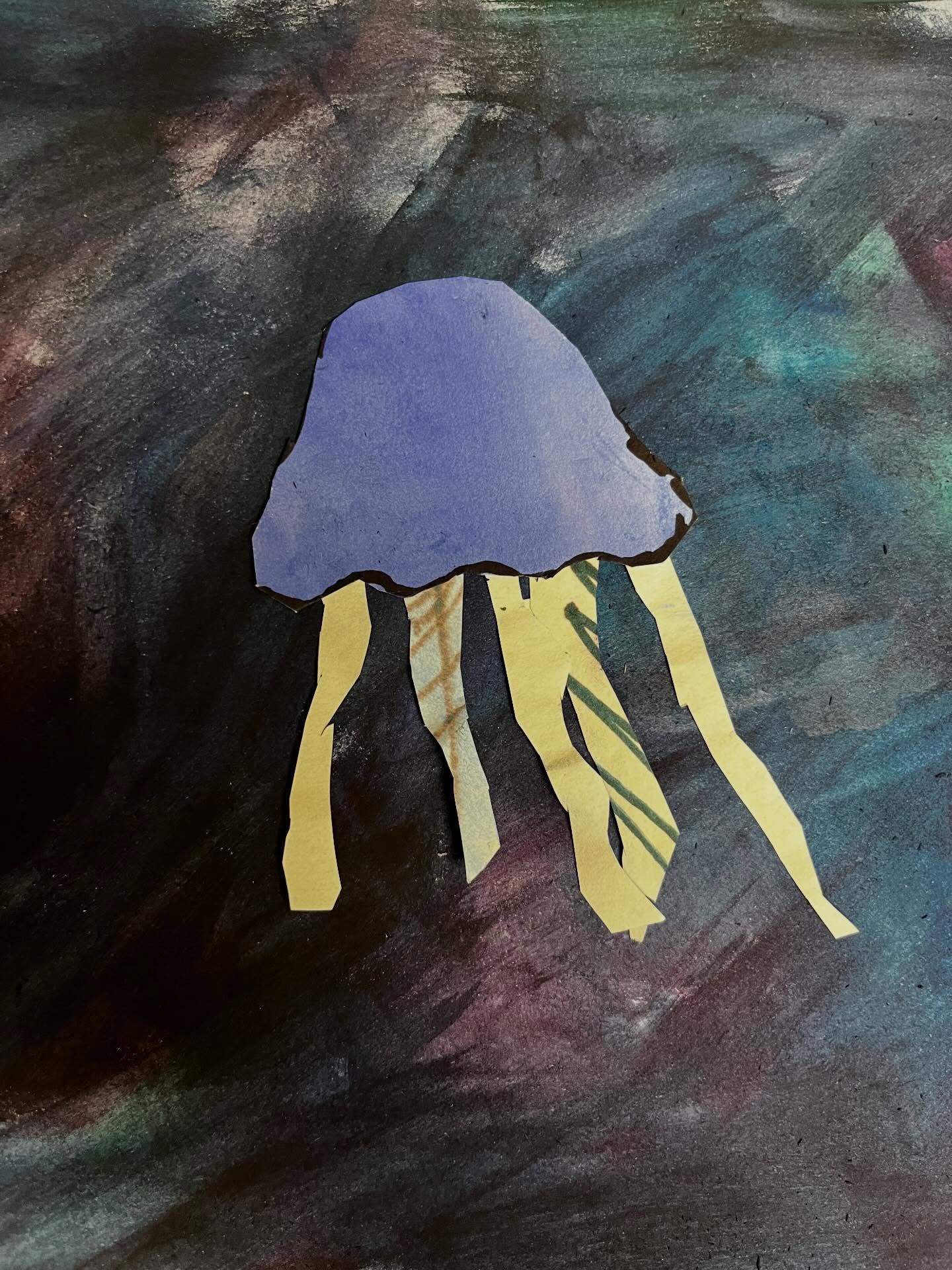 Jellyfish. I came in this morning and found these beautiful pieces #alamedaartsfun #alamedaartscamp #alamedaarts #paintedpaper #summer