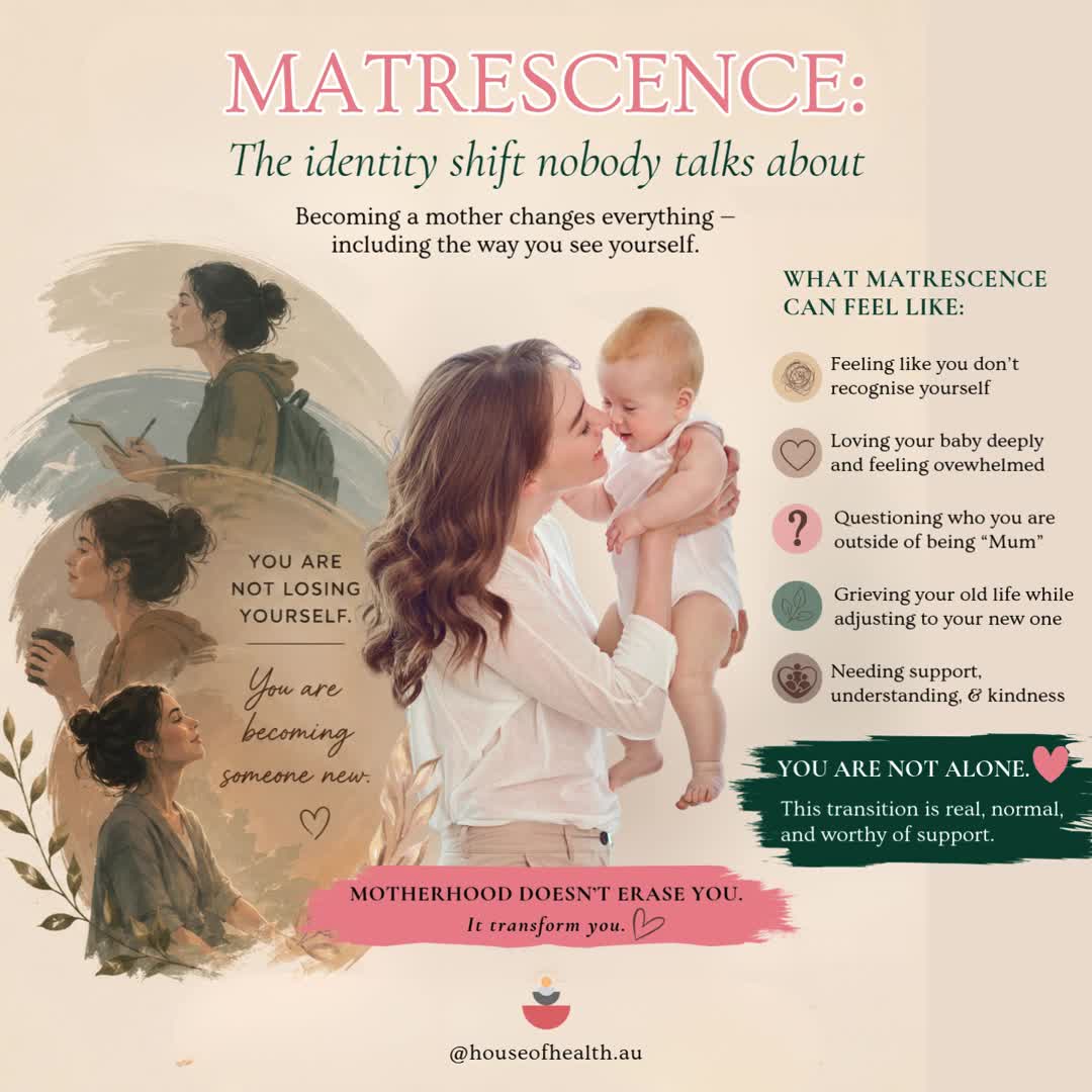 Matrescence: The Identity Shift Nobody Talks About 🌿
Everyone tells you how your baby will grow.
Very few people tell you that you WILL GROW, TOO.
There's a word for the transformation many mothers experience: MATRESCENCE.
Matrescence is the physical, emotional, psychological, and social transition of becoming a mother. The term was coined by anthropologist Dana Raphael in the 1970s and is often compared to adolescence because both involve profound changes in identity, relationships, hormones, and the way we see ourselves.
You might find yourself wondering:
💭 "Who am I outside of being Mum?"
💭 "Why don't I feel like myself anymore?"
💭 "Is it normal to miss who I used to be?"
The answer is YES.
Loving your child and grieving parts of your old identity can exist at the same time. Missing your independence doesn't make you ungrateful. Wanting time for yourself doesn't make you a bad mum.
Motherhood doesn't erase who you are—it TRANSFORMS you. And like any major life transition, that change deserves understanding, patience, and support.
If you've been feeling this way, know that YOU'RE NOT ALONE, and you don't have to navigate it by yourself.
💗 If these feelings become overwhelming, persist for a long time, or begin affecting your daily life, Matrescence coaching offers a space to honour your shift… To reconnect with who you are and who you are becoming. Reaching out for help is a sign of strength, not weakness.
✨ You are not just raising a child—you are becoming a new version of yourself.
@maiden.meets.mother
#matrescence #motherhoodjourney #motherhoodunfiltered #newmum #newmummy #newmumlife #postpartumsupport #maternalmentalhealth #mumlife #ParentingJourney #parentingjourney #mentalwellbeing #mentalwellbeingtips #youarenotalone #MatrescenceCoaching #PregnancySupport #MotherhoodSupport #YouAreNotAlone #HypnobirthingClasses #BirthSupport #JourneyToMotherhood #SacredTransformation #AustralianPregnancy #MaidenMeetsMotherCommunity