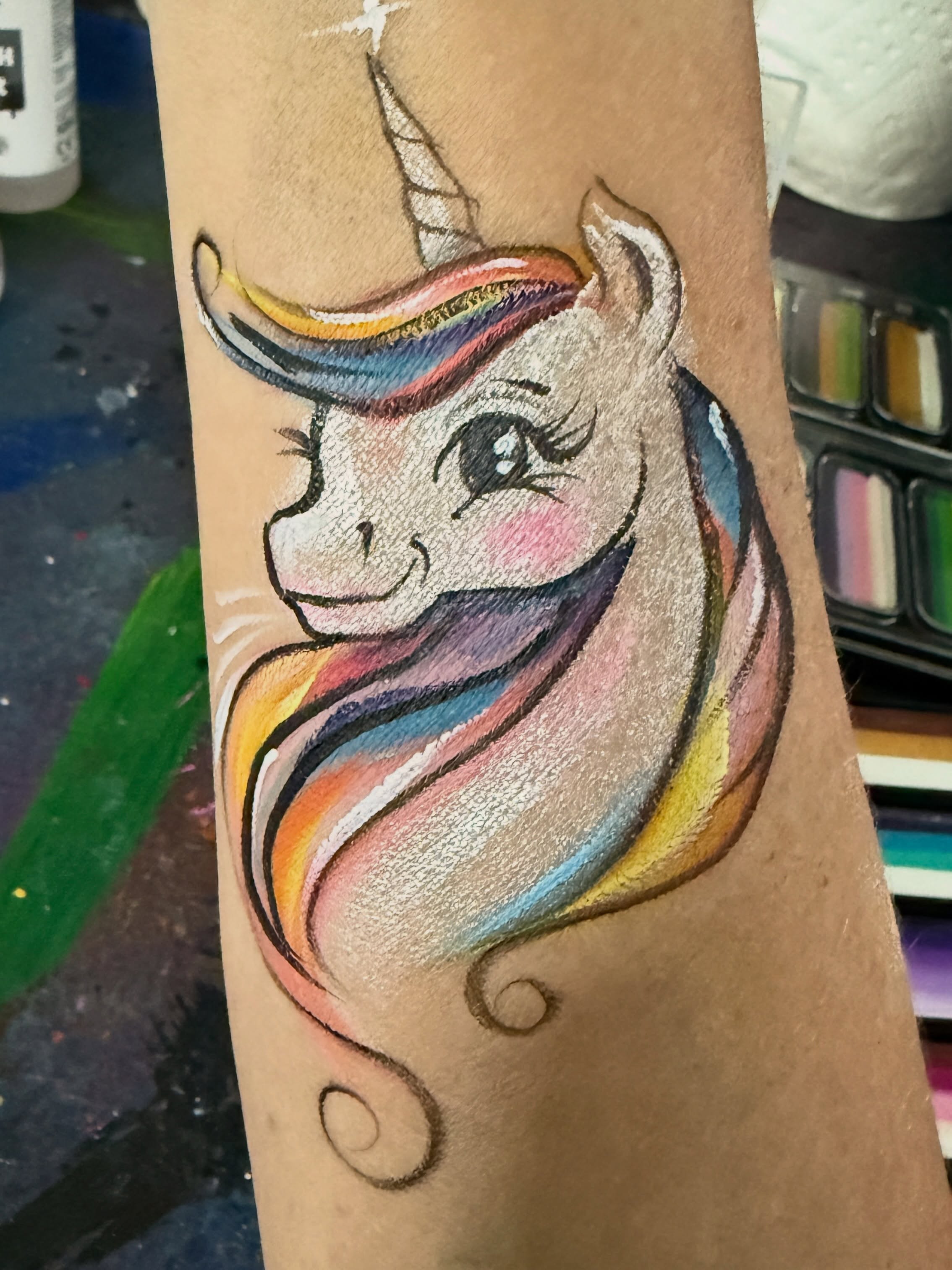 Practicing to keep the skills sharp between face paint gigs.
I have limited availability through July and my books are open for August-October! Book early before all the good dates are gone!
Start your quote with the link in bio to my website.
Paints used: @facepainting_hub
@gtxfacepaint pearl
Unicorn design from @holiday.event.agency