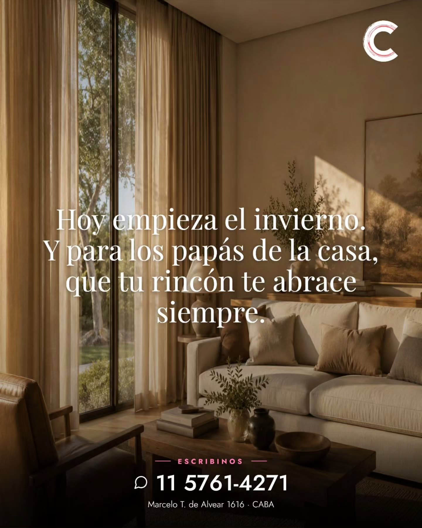 Feliz Día del Padre. Que el rincón de tu casa, ese que es tuyo, te abrace siempre — en invierno y en cualquier estación.
Hoy también empieza el invierno calendario. La luz se hace más corta y la casa, más importante. Para los que la diseñan y para los que la viven.
📲 11 5761-4271
#cortiblanc #diadelpadre #solsticioinvierno #refugio