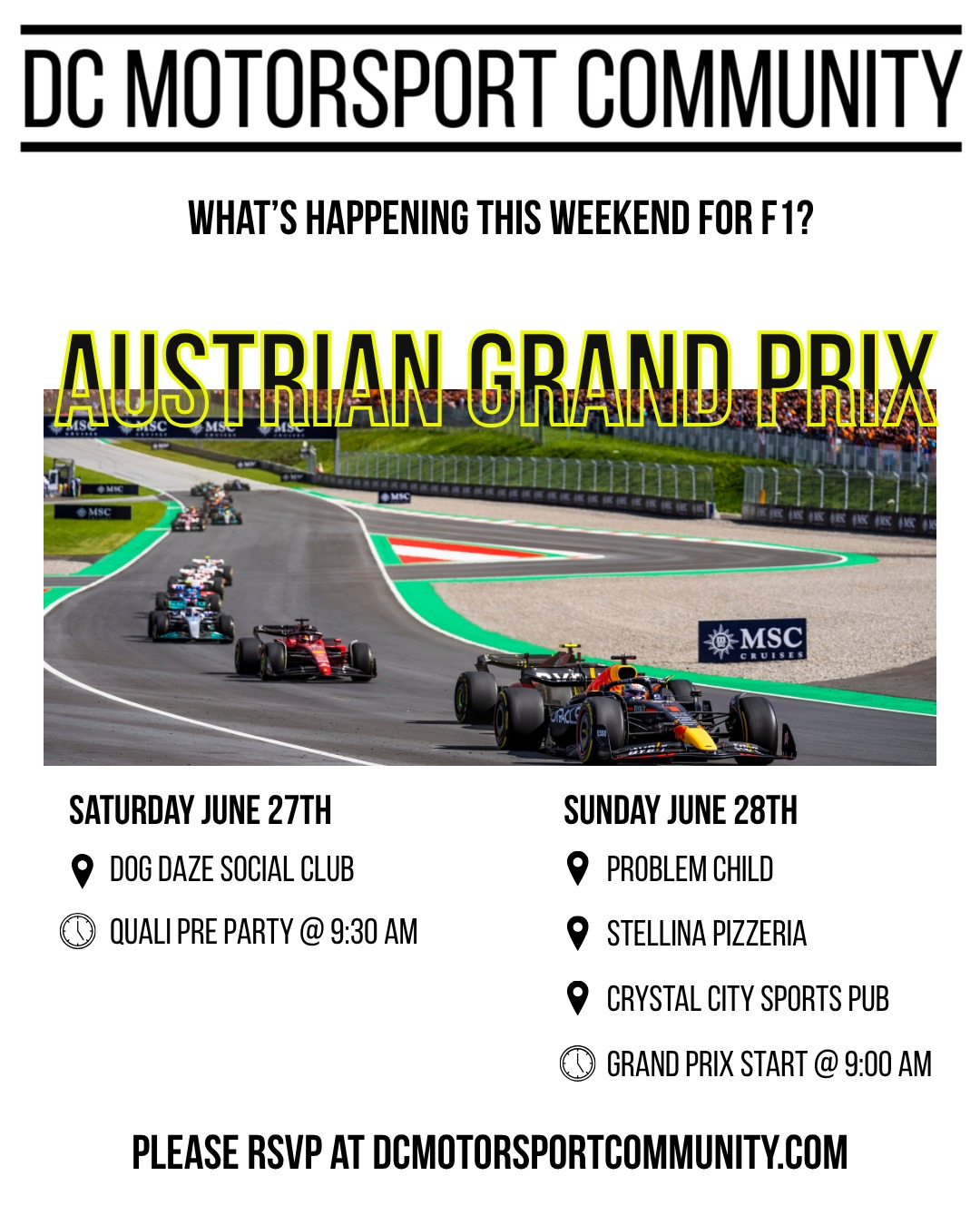Next stop: Austria.
After an exciting weekend in Barcelona, Formula 1 heads to the Red Bull Ring for the Austrian Grand Prix.
Set against the stunning backdrop of the Styrian mountains, the Red Bull Ring is one of the shortest laps on the calendar, but don't let its size fool you. With heavy braking zones, long straights, elevation changes, and plenty of overtaking opportunities, Austria consistently delivers some of the best racing of the season.
As the championship battle continues to take shape, every point matters and every mistake becomes more costly.
Who are you backing this weekend?
🏆 Race Winner:
⚡ Surprise Performer:
🔥 Bold Prediction:
See you on race day.
#DCF1 #DCMotorsportCommunity #AustrianGP #Formula1 #RedBullRing #RaceWeekend #MotorsportCulture