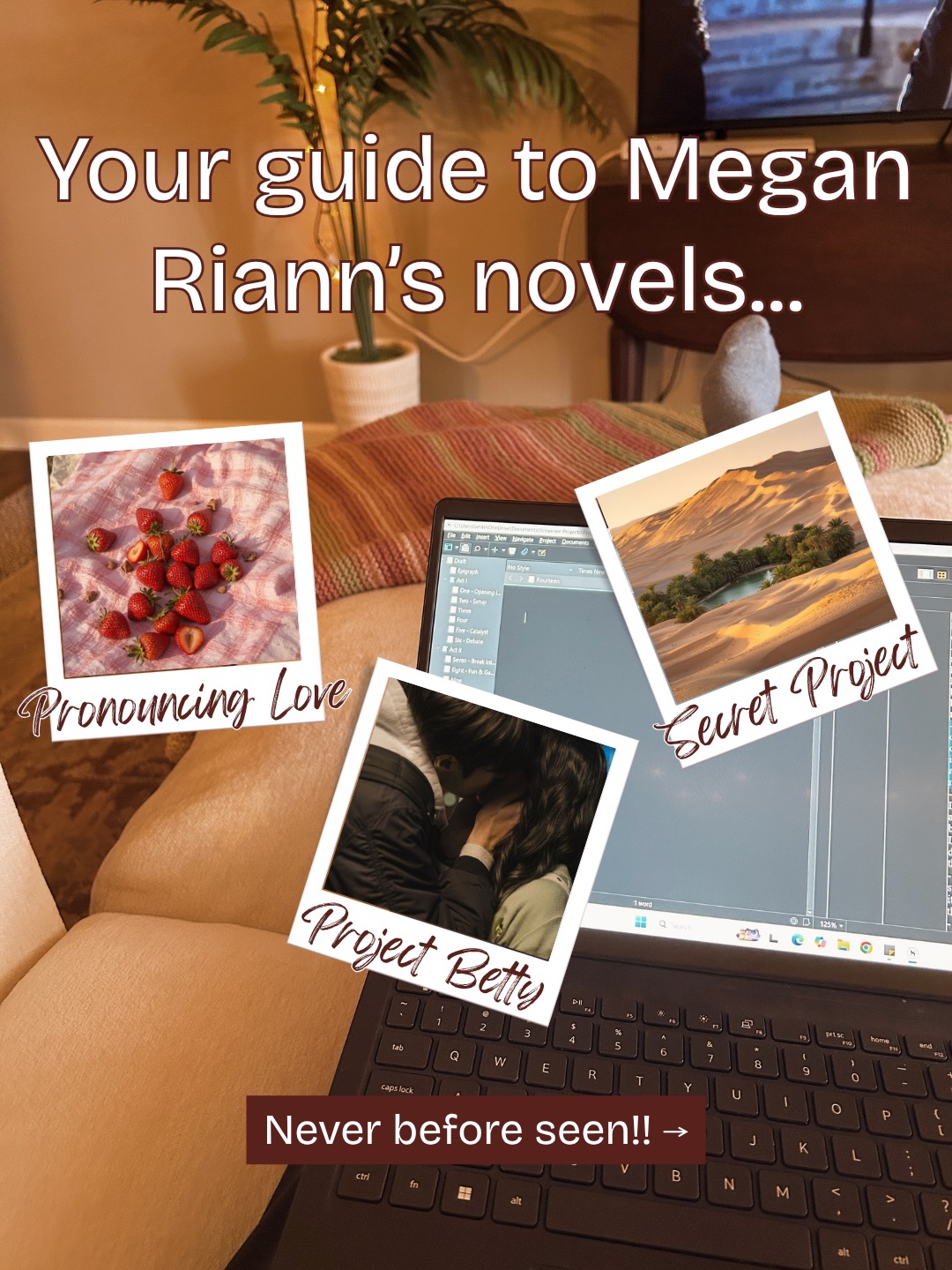 Which one is most up your alley? 👀
I’ve never put together my projects in a post like this.
So I’m nervous, but I know you readers are the kindest people. 🫶
PRONOUNCING LOVE is the book that got me a literary agent, the fake-dating story that led me to contemporary romance, and the home of the sweetest love interest.
PROJECT BETTY is the novel I was afraid to write, an examination of grief and identity, and the stage for my flirtiest characters yet.
SECRET PROJECT…is to be determined…
I am SO excited for these books, and I pray they’ll be in your hands one day.
📩More details about Pronouncing Love AND Project Betty are available to my newsletter peeps! That’s where to get exclusive updates before anyone else.🔗 in the usual place!
Hi, I’m Megan! I’m an agented author who works for a Big 5 publisher. I love talking books–including the behind-the-scenes of how they’re made. Nice to meet ya!
#youngadultbook #yaauthor #amwritingya #bookstagram romance novels, aspiring
author, young adult author, novel projects, wip, book wips, authorgram, literary agent